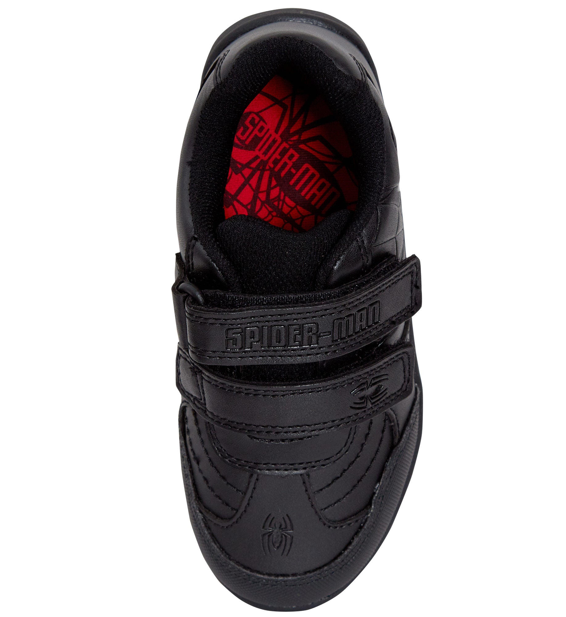 Spiderman Boys School Shoes For Kids Black Trainers Shoes Easy Touch Fastening