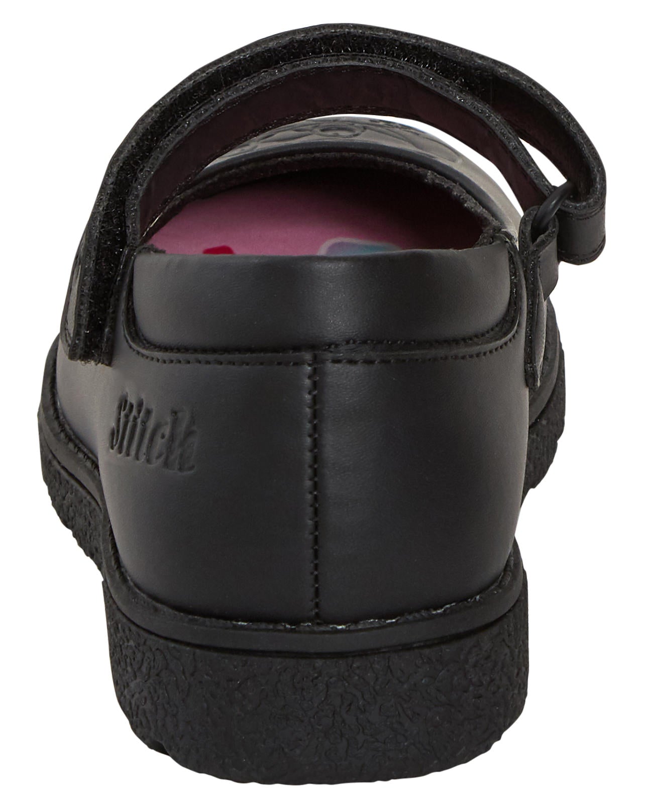 Girls Disney Stitch School Shoes Kids Chunky Sole Strong Black Easy Fasten Shoes