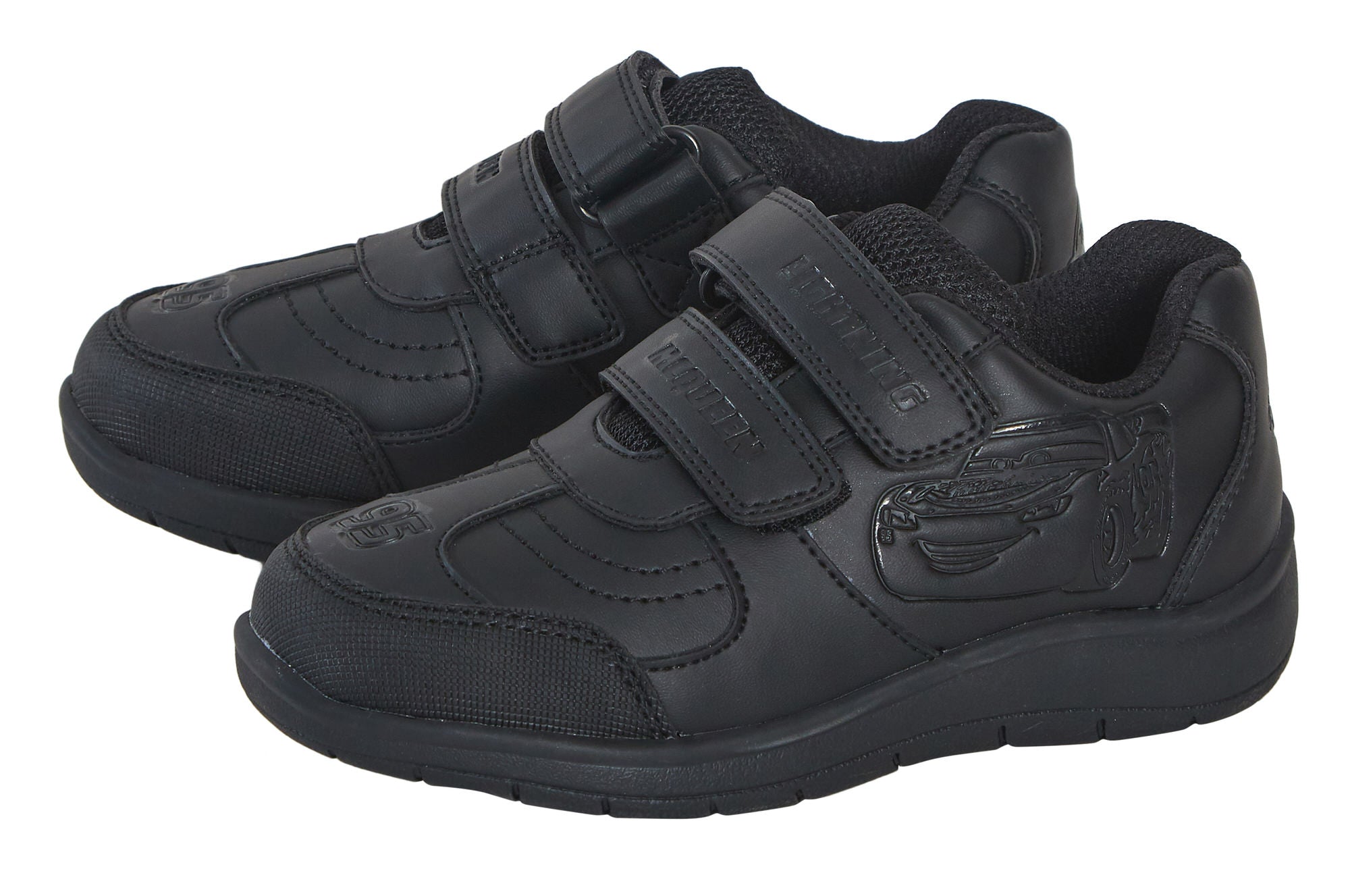 Disney Cars Boys School Shoes Lightning McQueen Black Shoes Easy Touch Fastening