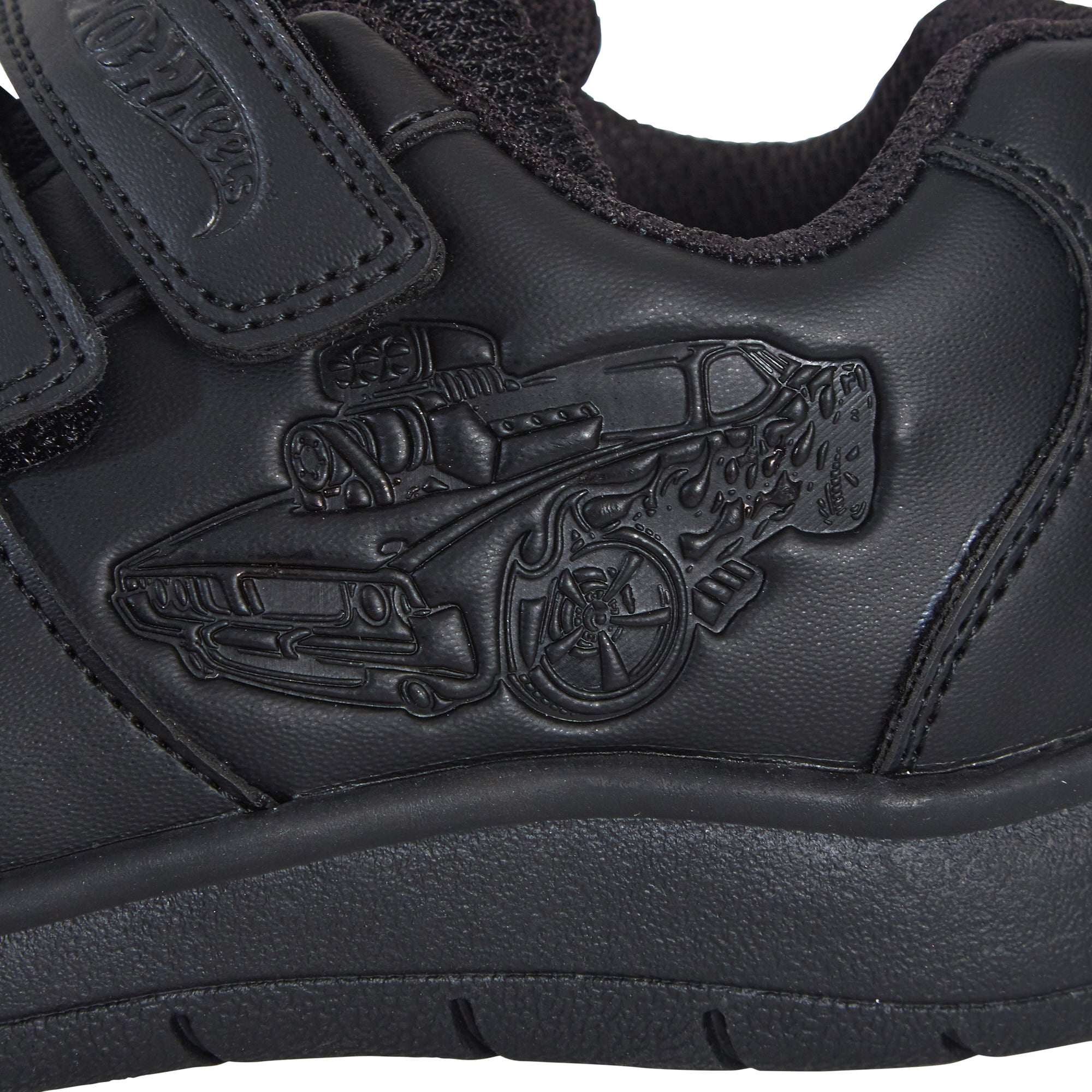 Hot Wheels Boys School Shoes Racing Car Black Shoe Easy Touch Fastening Trainers