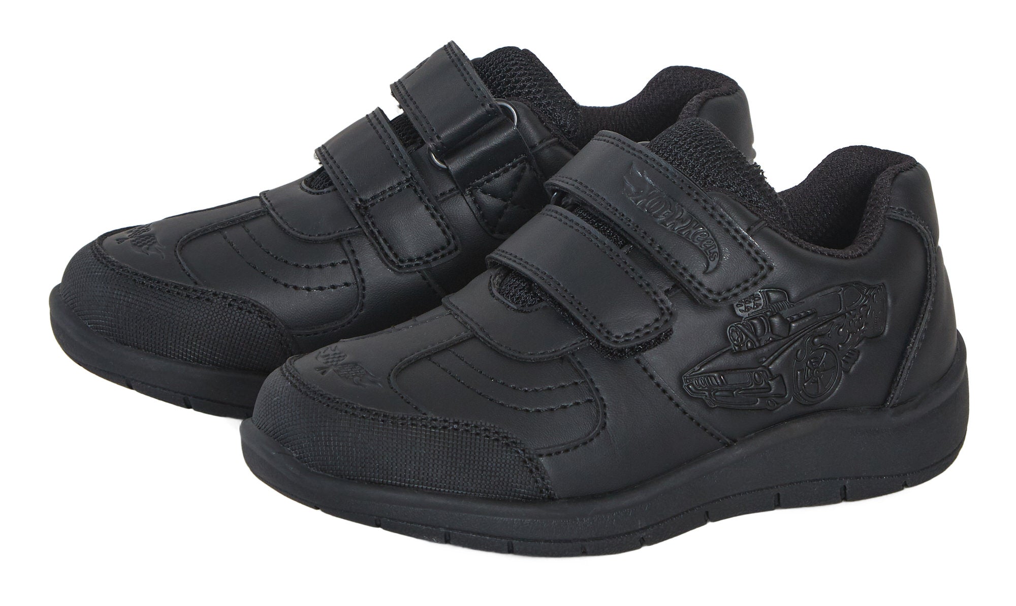 Hot Wheels Boys School Shoes Racing Car Black Shoe Easy Touch Fastening Trainers