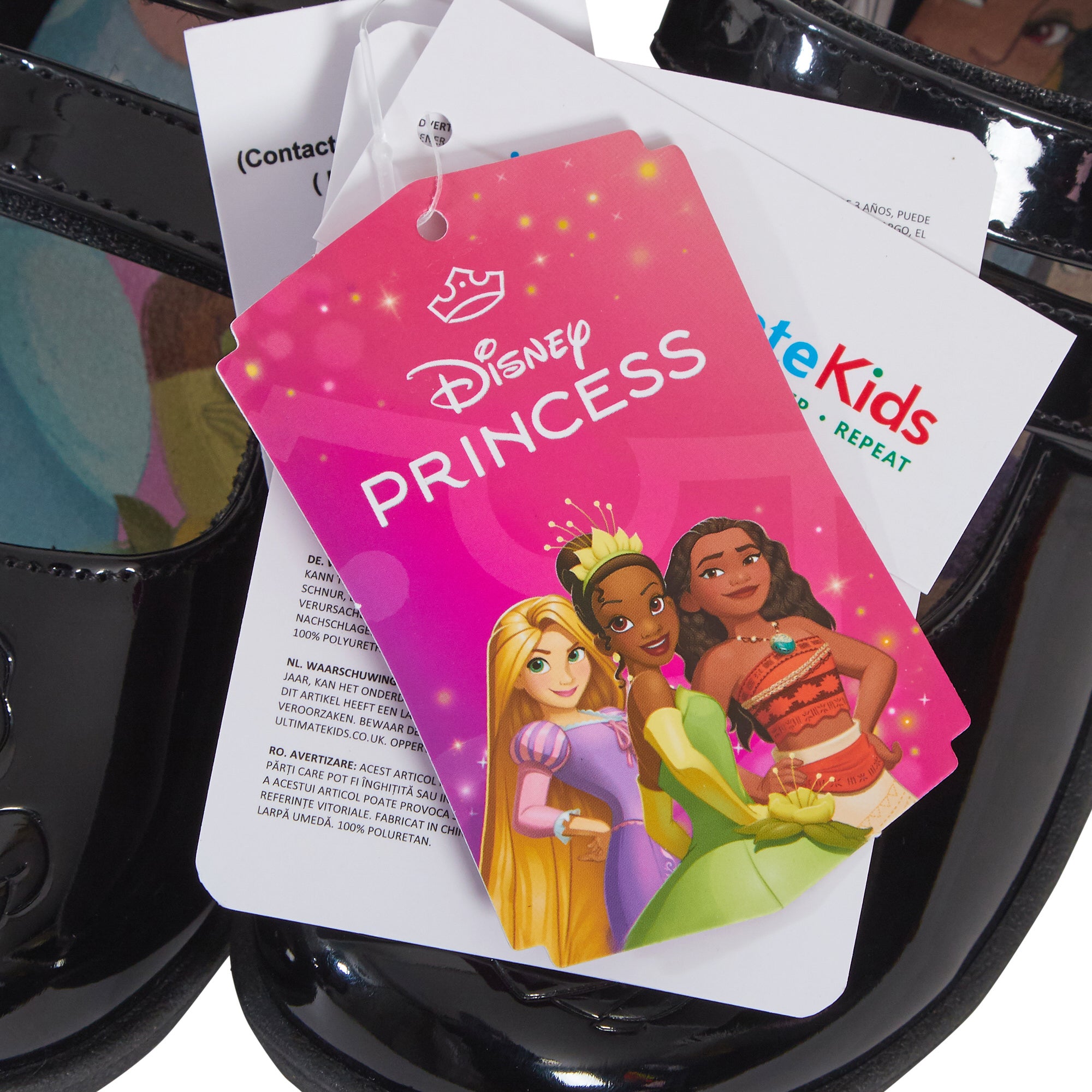 Girls Disney Princess School Shoes Kids Black Patent Party Shoes Easy Fastening