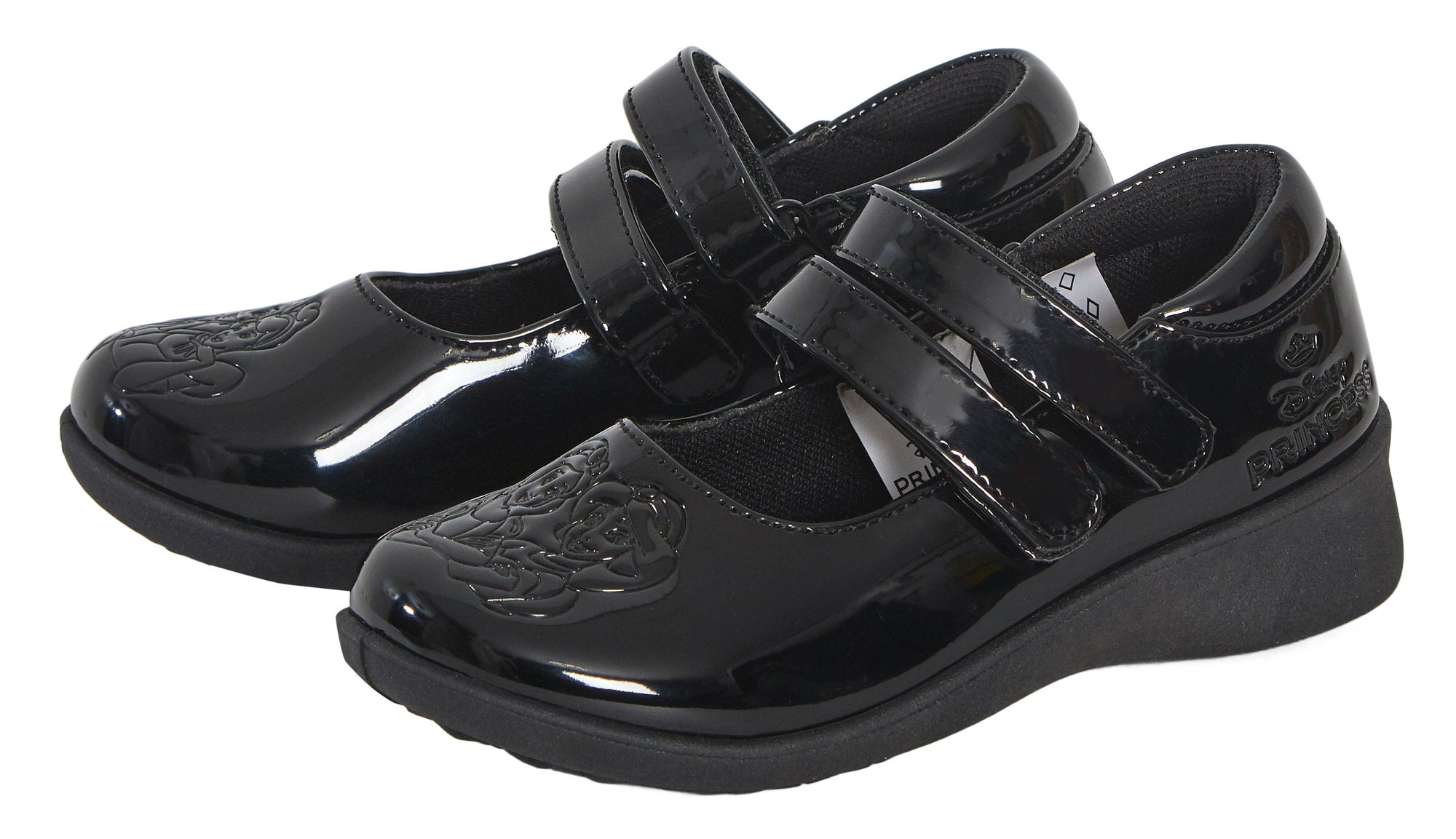 Girls Disney Princess School Shoes Kids Black Patent Party Shoes Easy Fastening