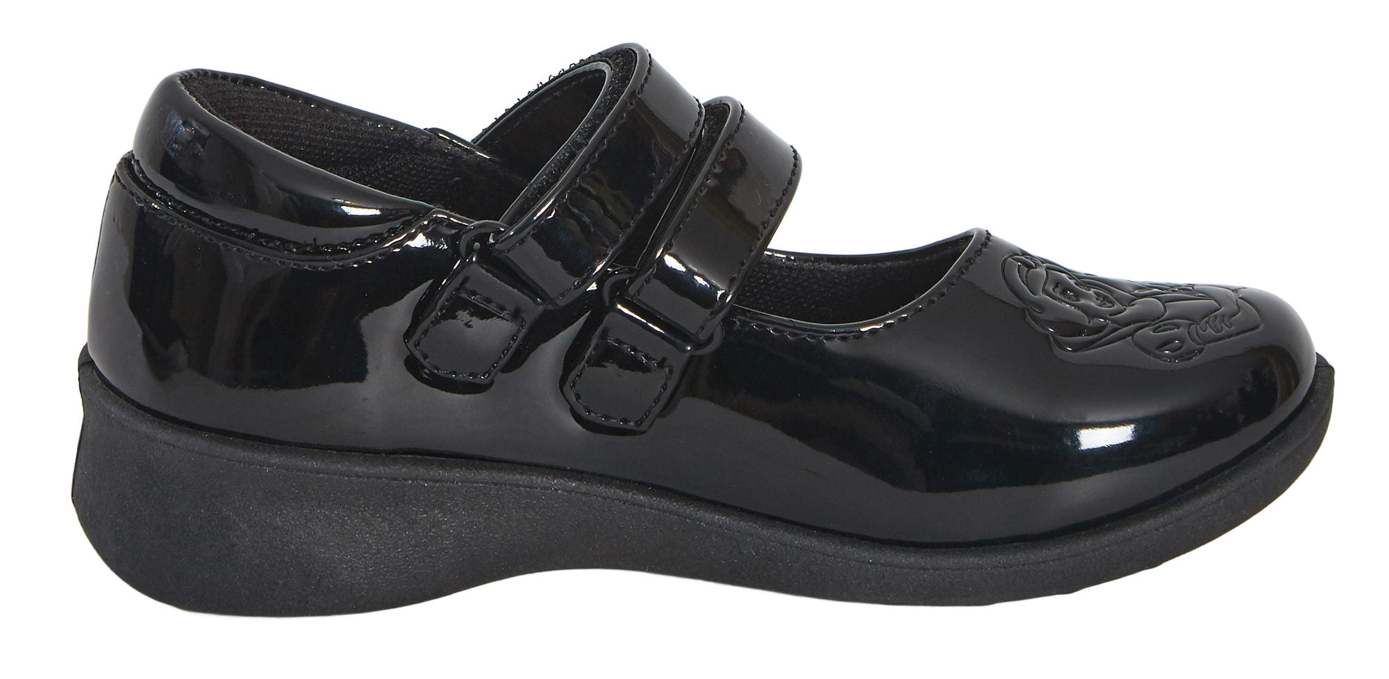 Girls Disney Princess School Shoes Kids Black Patent Party Shoes Easy Fastening