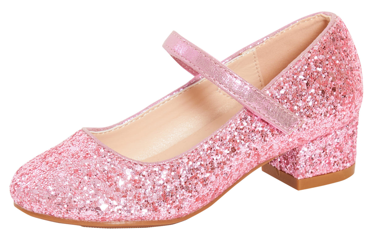 Girls Faux Leather Low Block Heel Party Shoes Mary Jane Kids Wedding Prom Size