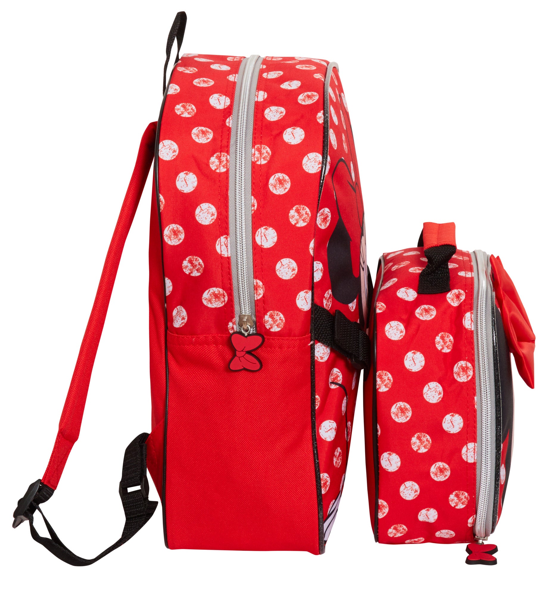 Disney Minnie Mouse Backpack With Lunch Bag Girls School Matching 2 Piece Set