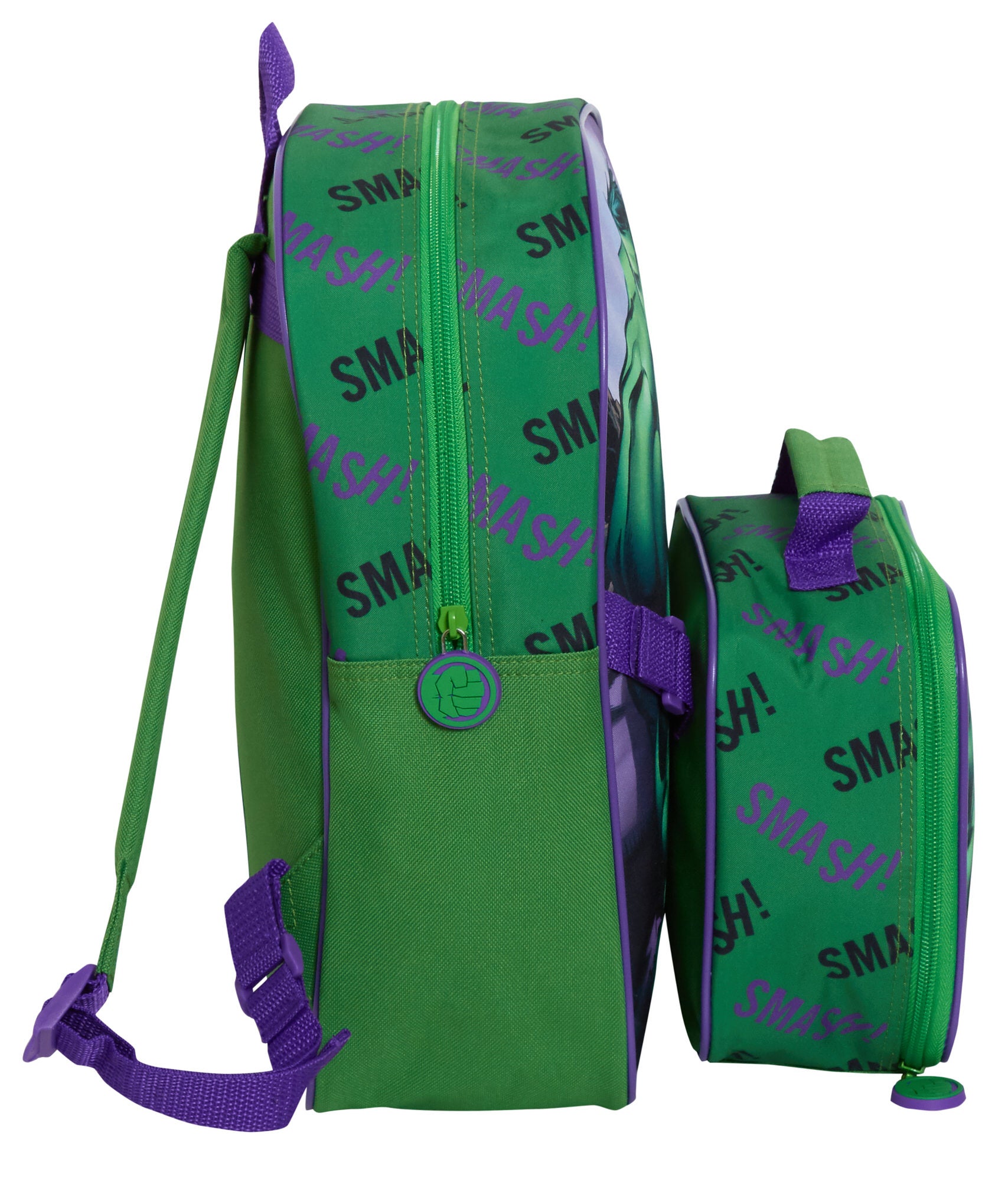 The Hulk Backpack With Lunch Bag For Kids Marvel Matching 2 Piece School Bag Set