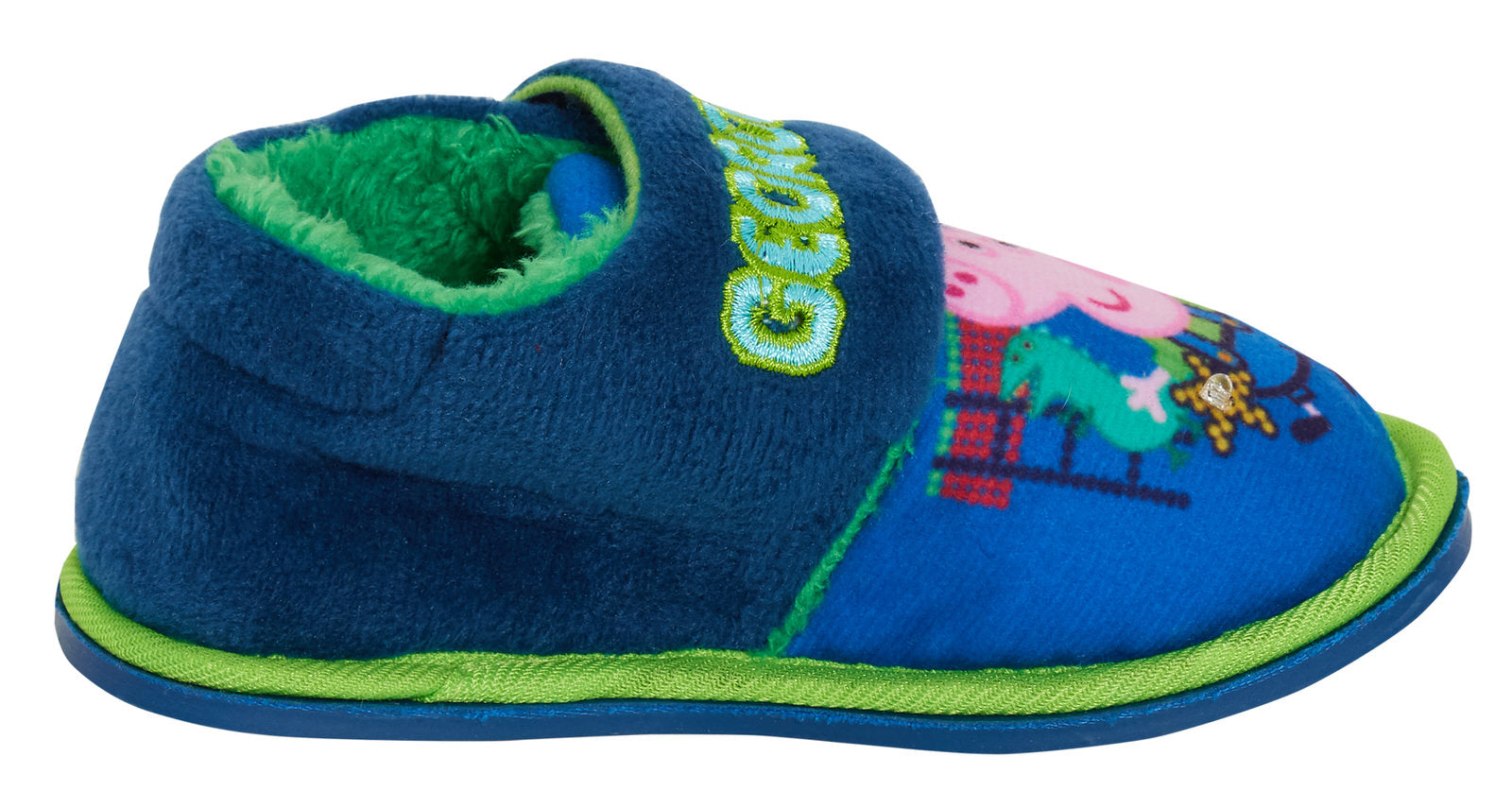 Boys Peppa Pig George Pig Light Up Slippers Infants Dino Fur Lined House Shoes