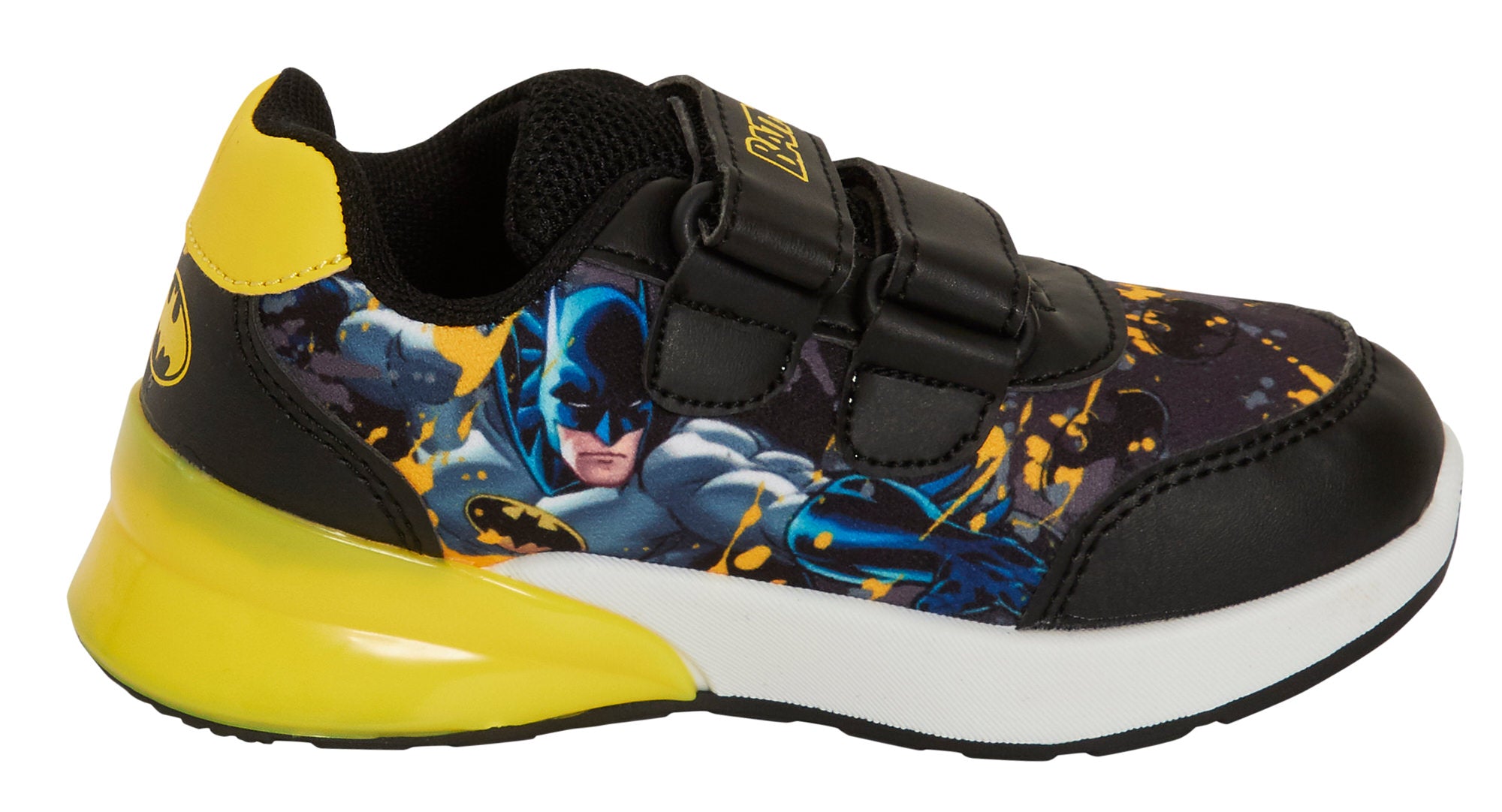 Batman Light Up Boys Trainers with Flashing Lights Kids DC Comics Skate Shoes