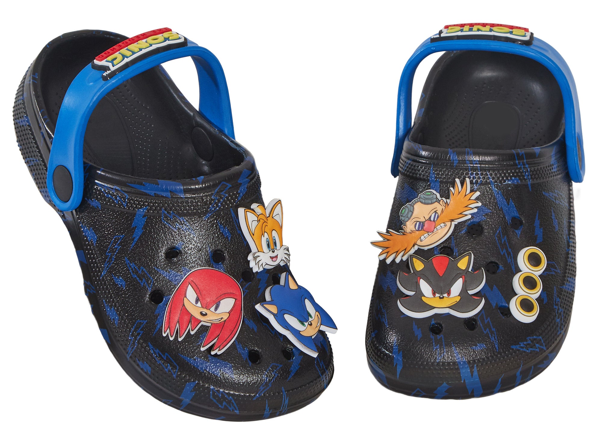 Boys Sonic The Hedgehog Clogs + Charms Sandals Kids Summer Sliders Beach Shoes