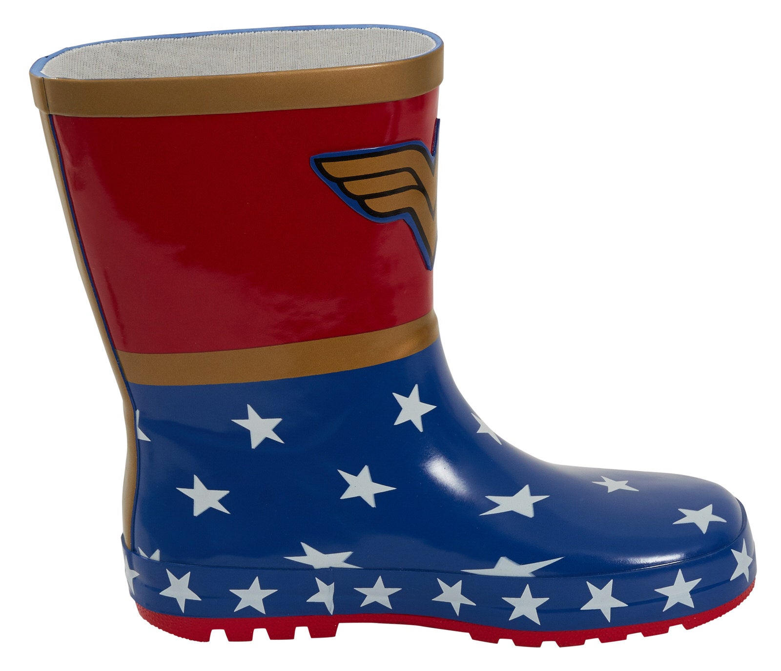 DC Comics Wonder Woman Rubber Wellington Boots Kids Rain Snow Shoes Gold Wellies