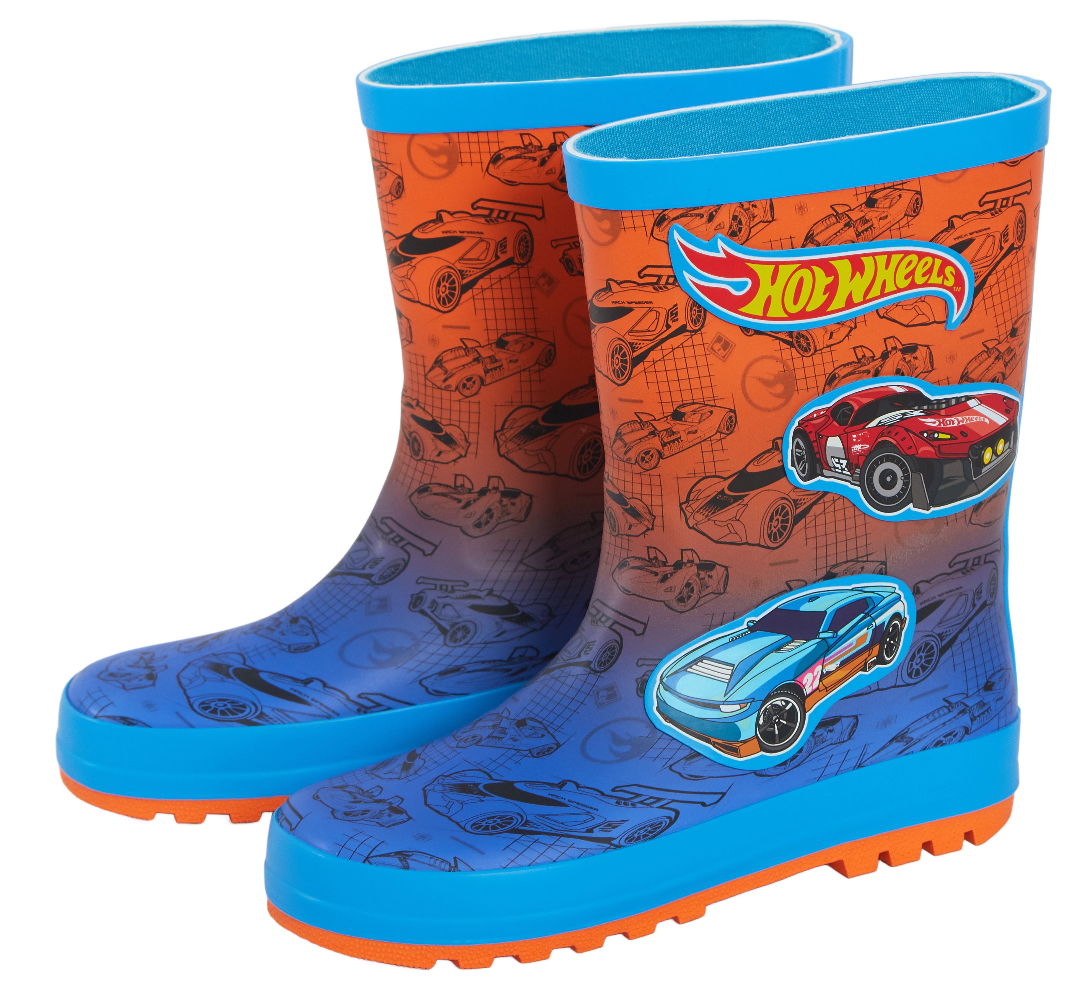 Hot Wheels Wellies Rubber Wellington Boots For Kids Racing Car Rain Snow Wellies
