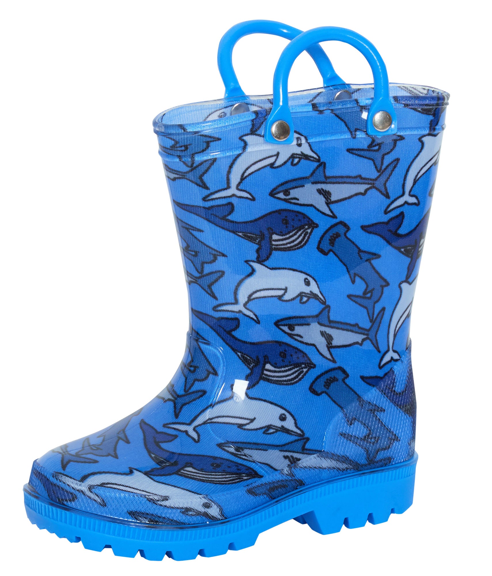 Kids Wellington Boots With Pull On Handles Boys Girls Unisex Wellies Snow Boots