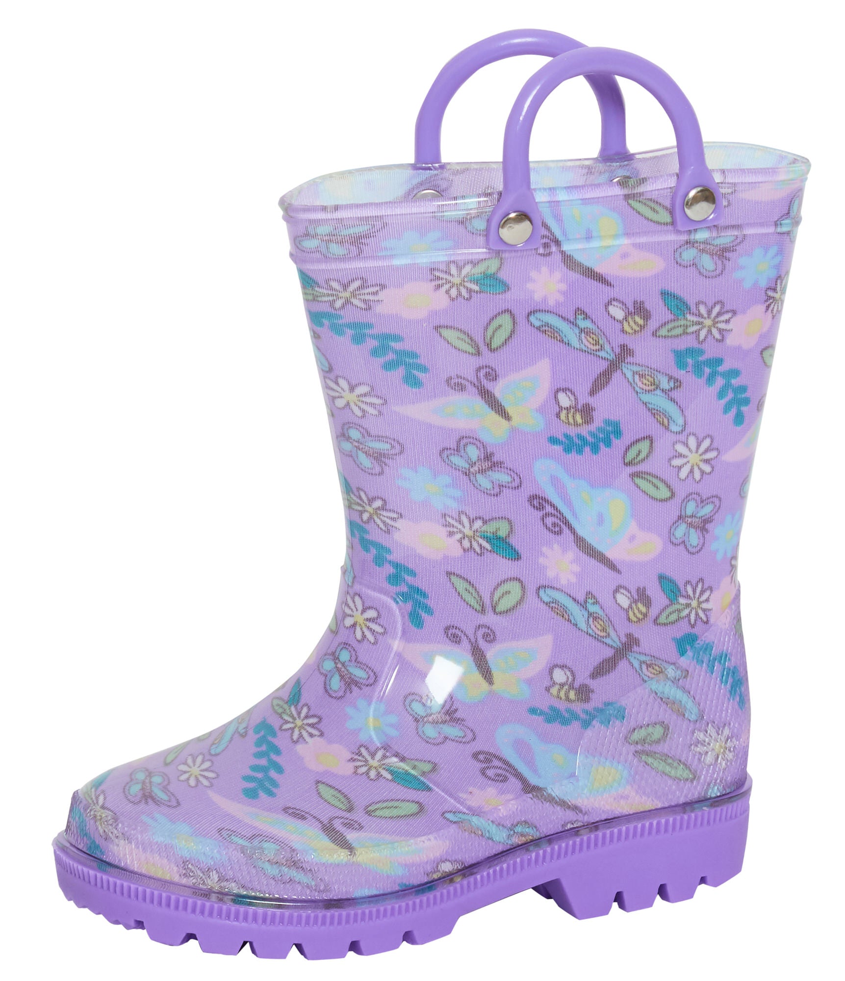 Kids Wellington Boots With Pull On Handles Boys Girls Unisex Wellies Snow Boots