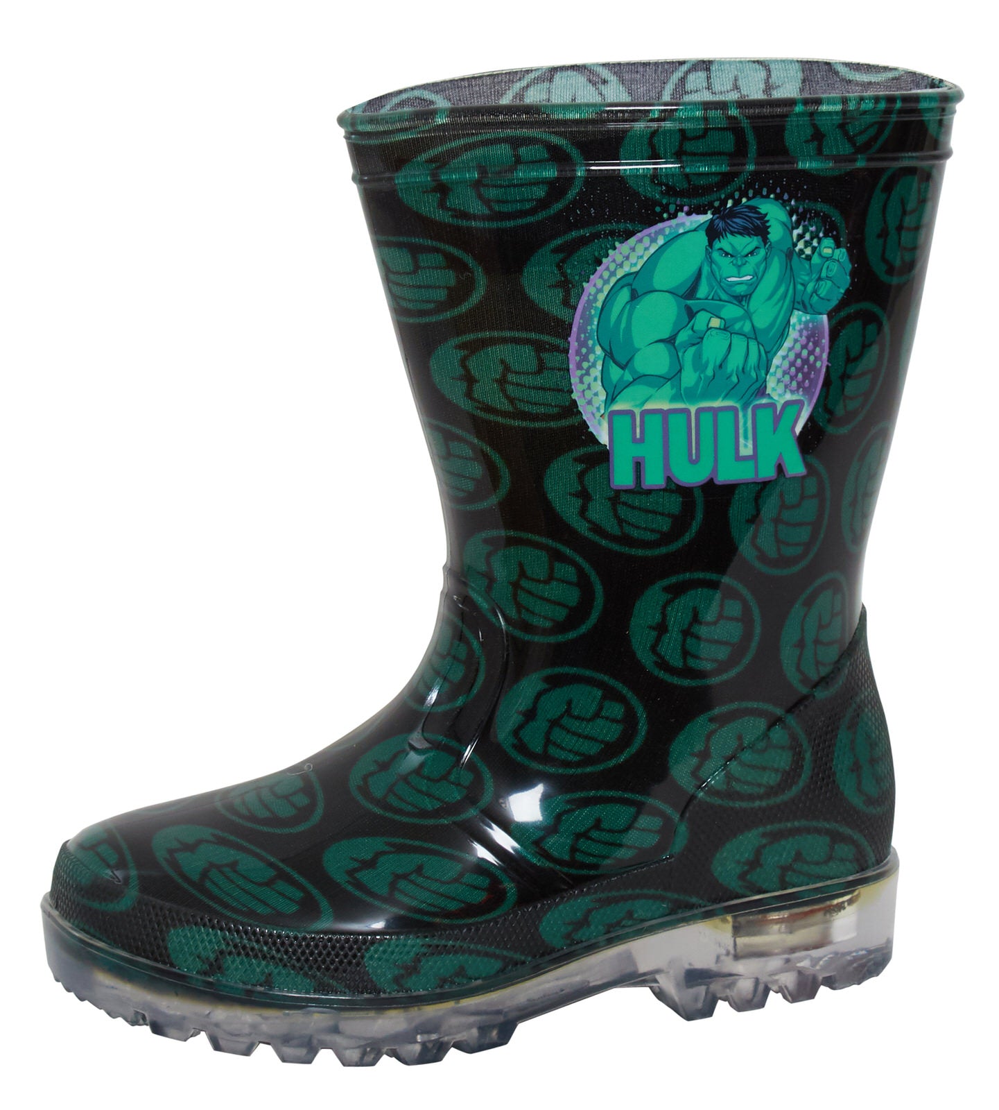 Boys Incredible Hulk Light Up Wellington Boots Marvel Rain Snow Shoes Wellies