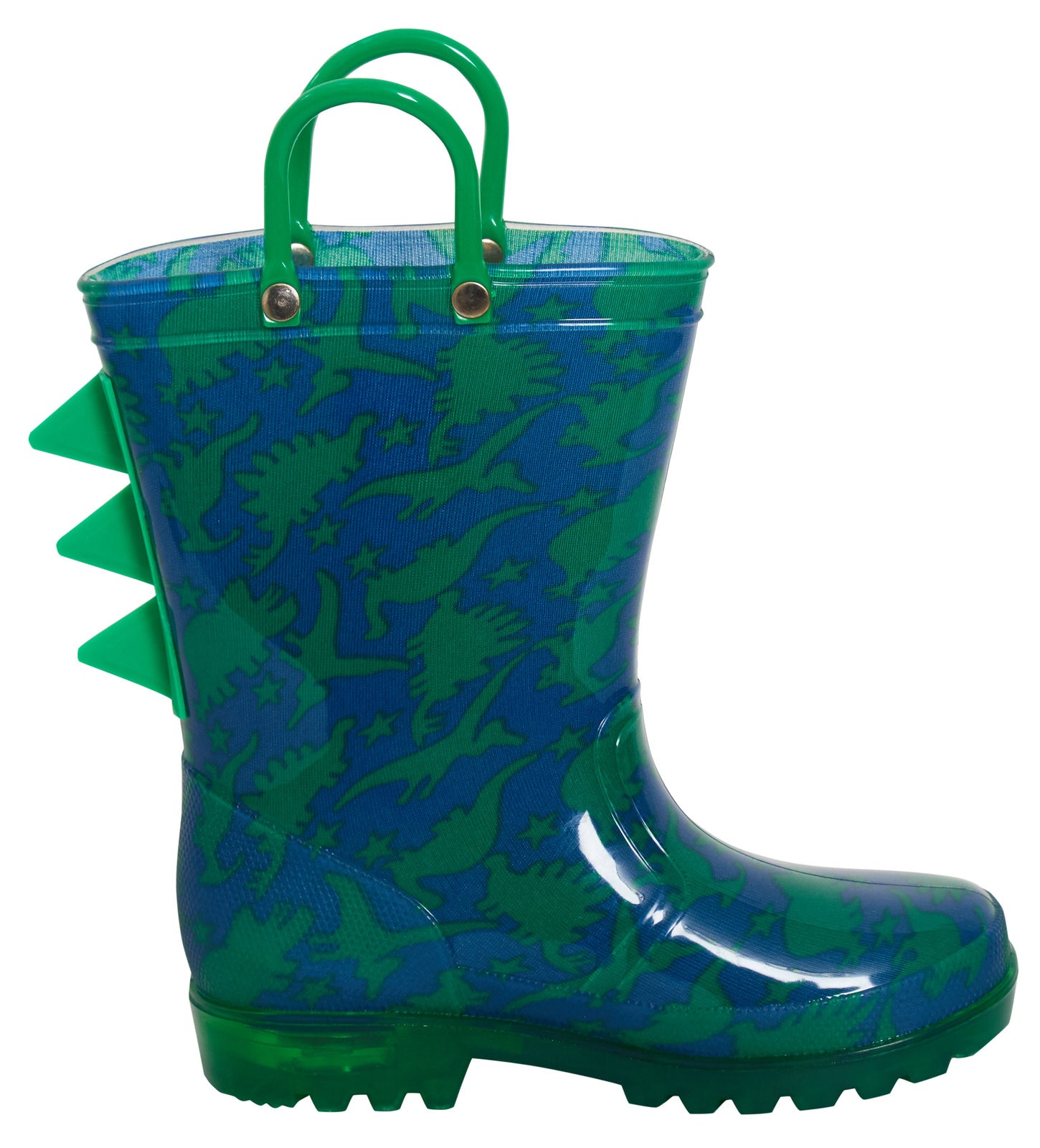 Kids Light Up Dinosaur Wellington Boots Boys Handle Dino Wellies 3D Rain Shoes