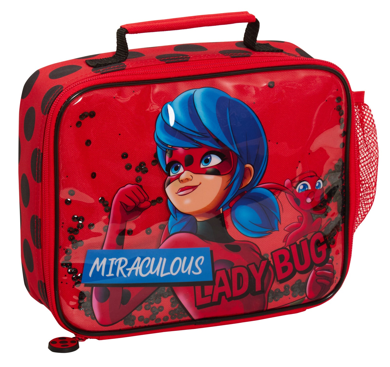 Miraculous Lunch Bag Girls Red Ladybug Sequins School Cooler Lunch Box for Kids