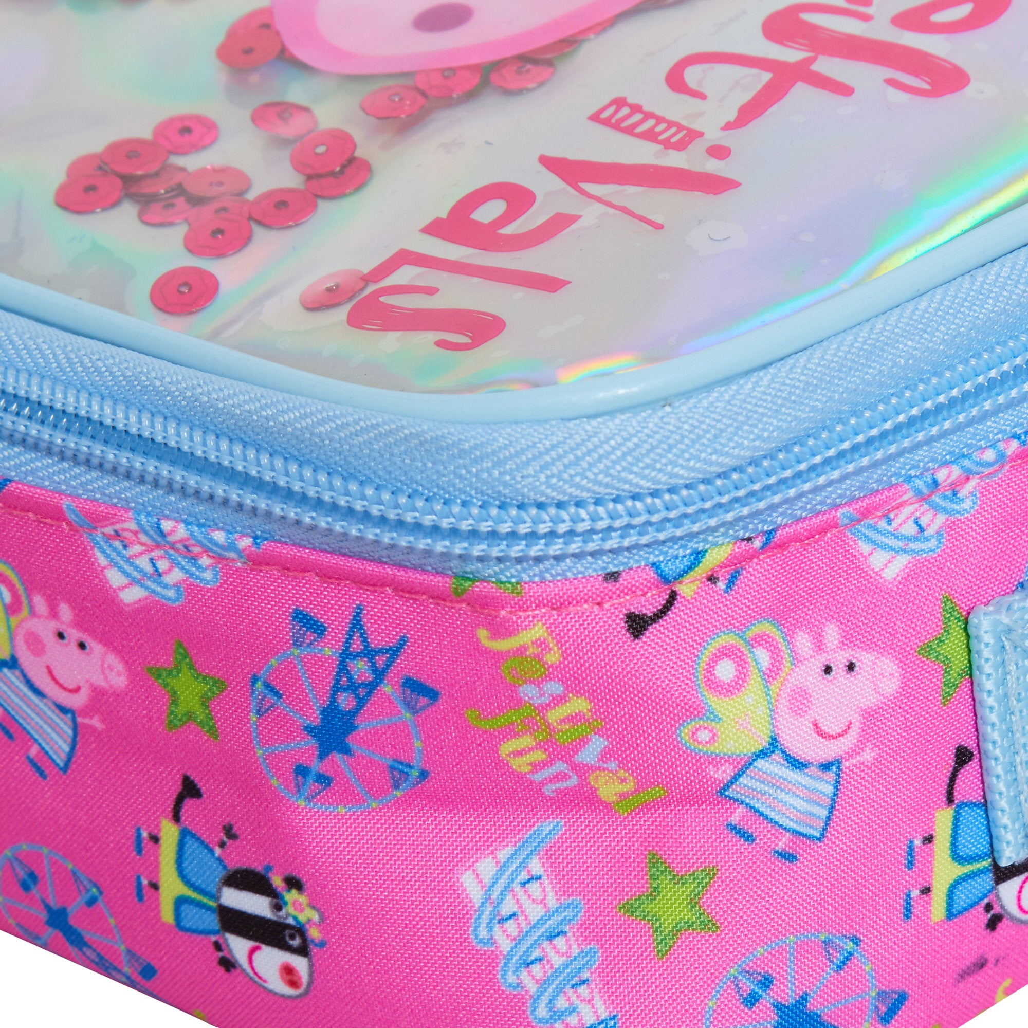 Luxury Peppa Pig Lunch Bag Girls Pink School Nursery Sequin Insulated Lunchbag
