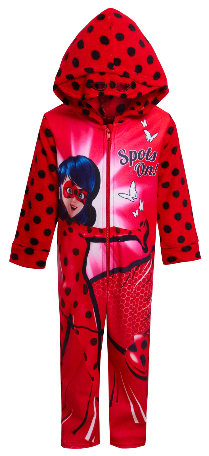 Girls Miraculous Ladybug Dress Up All In One Kids Luxury Fleece Sleepsuit Pjs