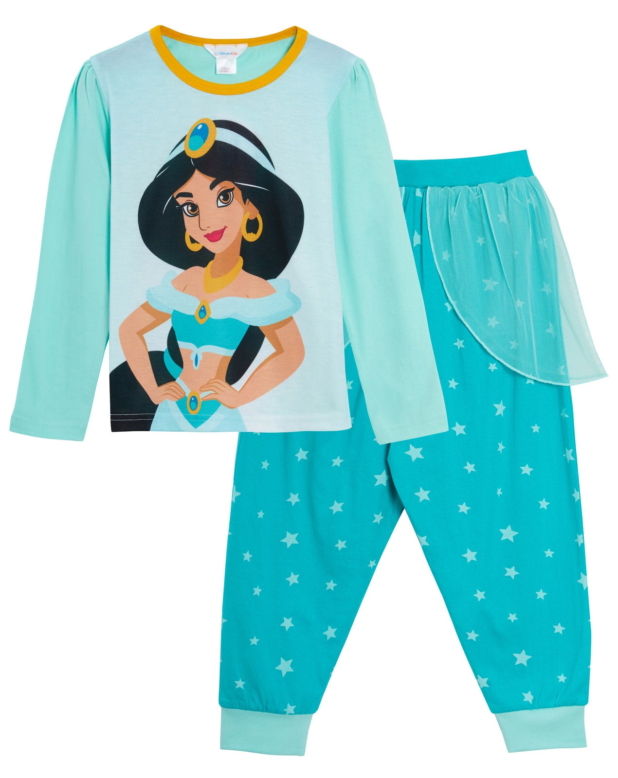 Girls Disney Aladdin Princess Jasmine Dress Up Pyjamas Full Length Novelty Pjs