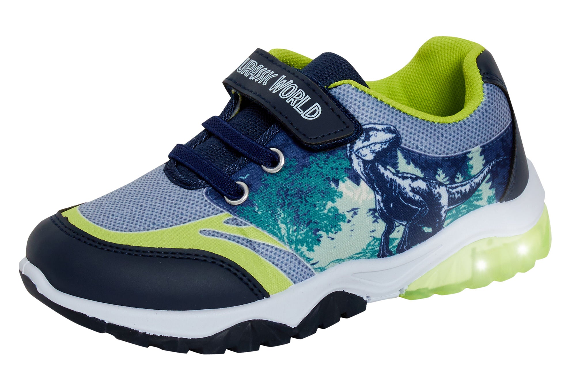 Boys Jurassic World Light Up Trainers Kids Dinosaur Flashing Lights Sports Shoes