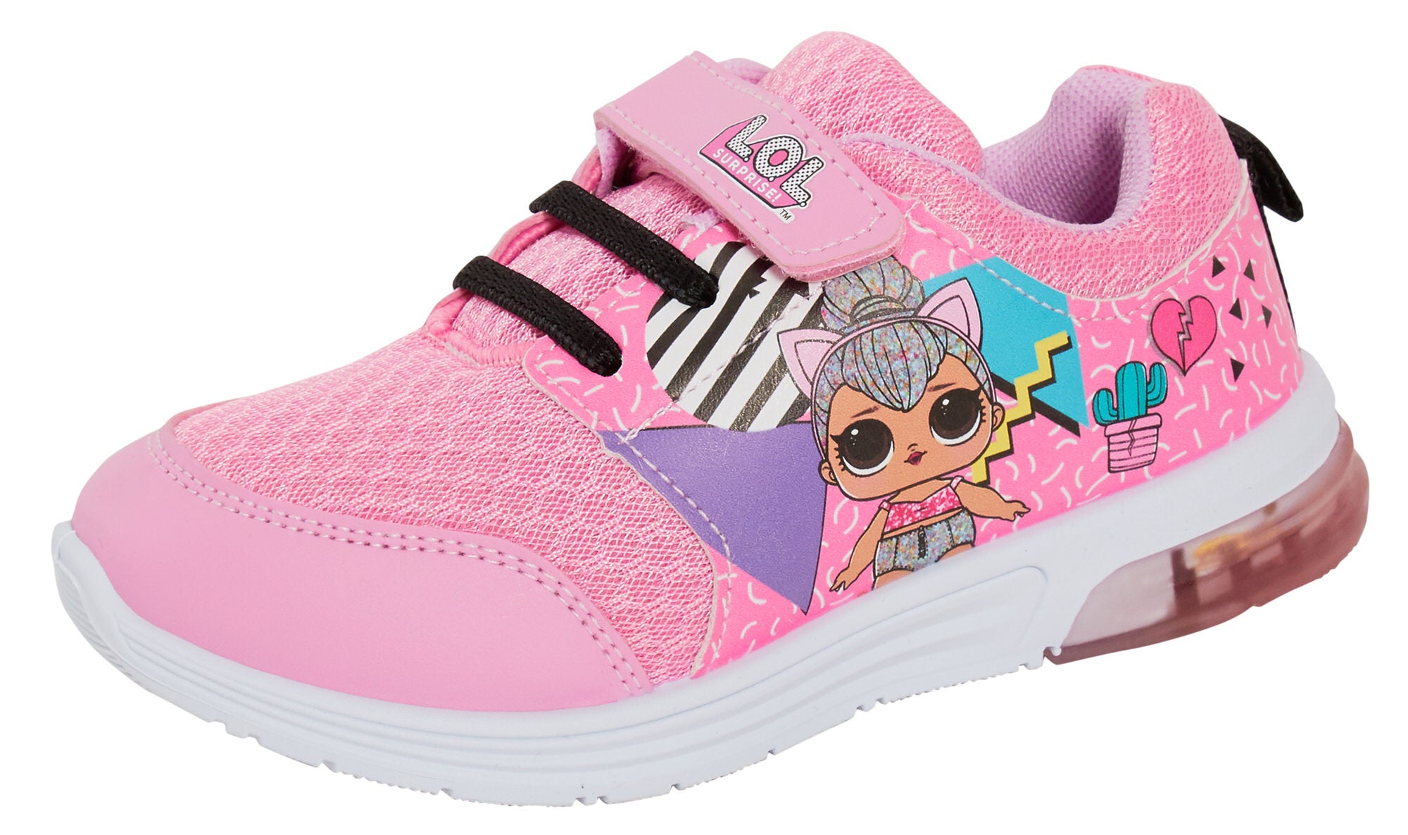 LOL Surprise Dolls Girls Light Up Trainers Kids Easy Touch Fasten Sports Shoes