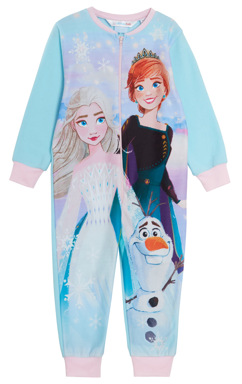 Disney Frozen 2 Girls All In One Pyjamas Kids Fleece Pjs Elsa Anna Loungewear