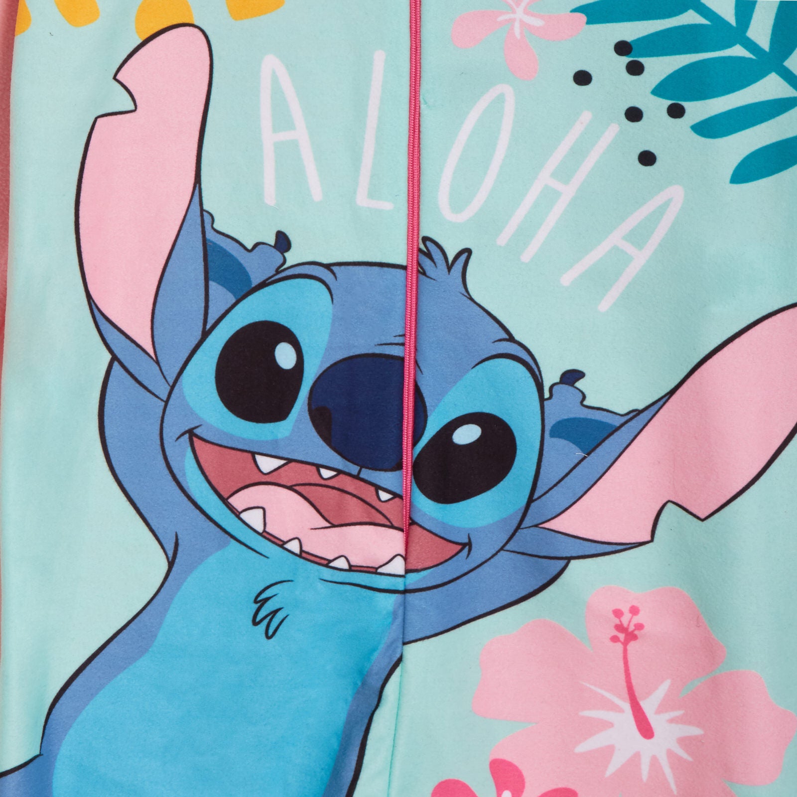Disney Stitch Girls All In One Pyjamas For Kids Lilo Fleece Pjs Zip Up Nightwear