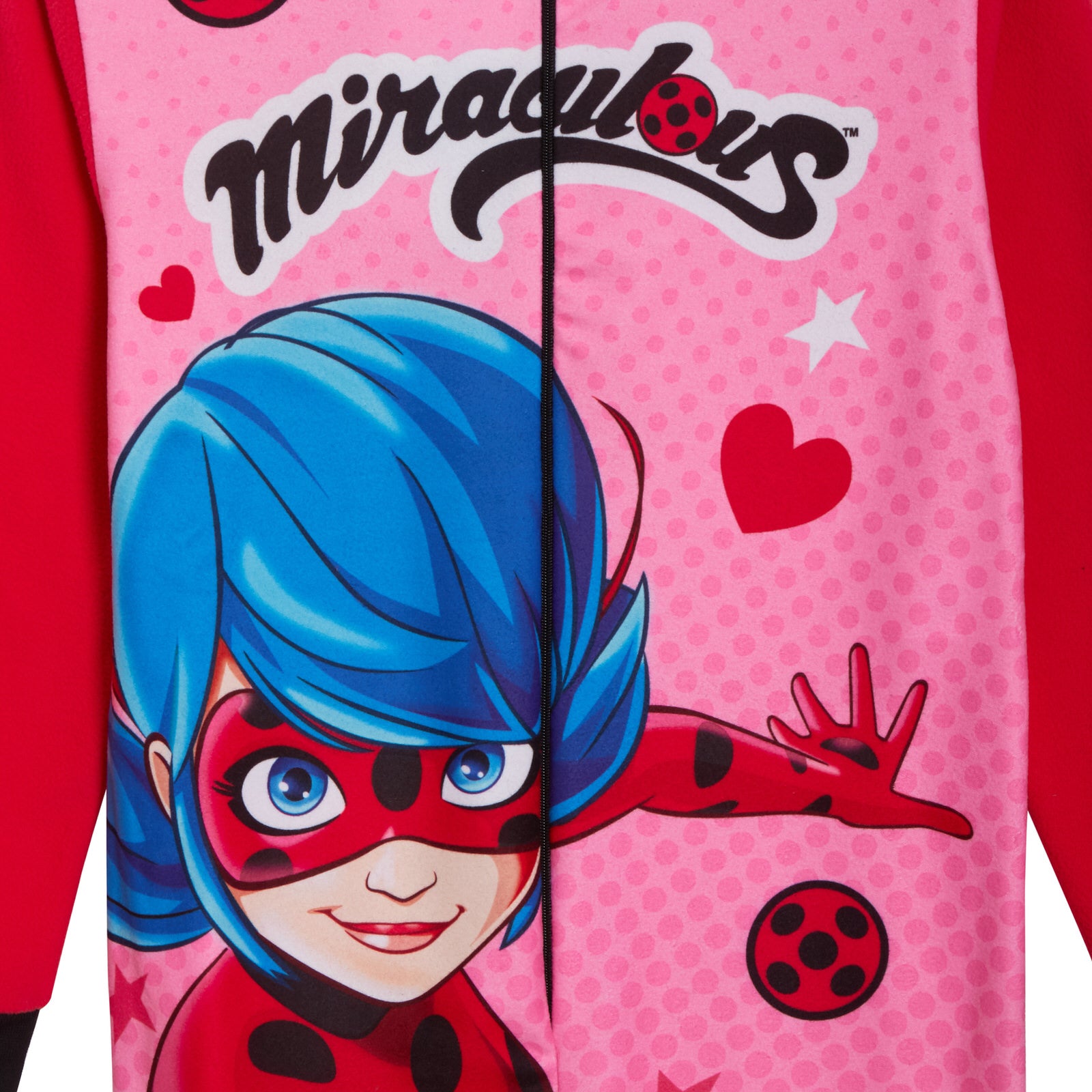 Girls Miraculous Onesie All In One Kids Fleece Pyjamas Red Ladtbug Pjs Zipped Nightwear
