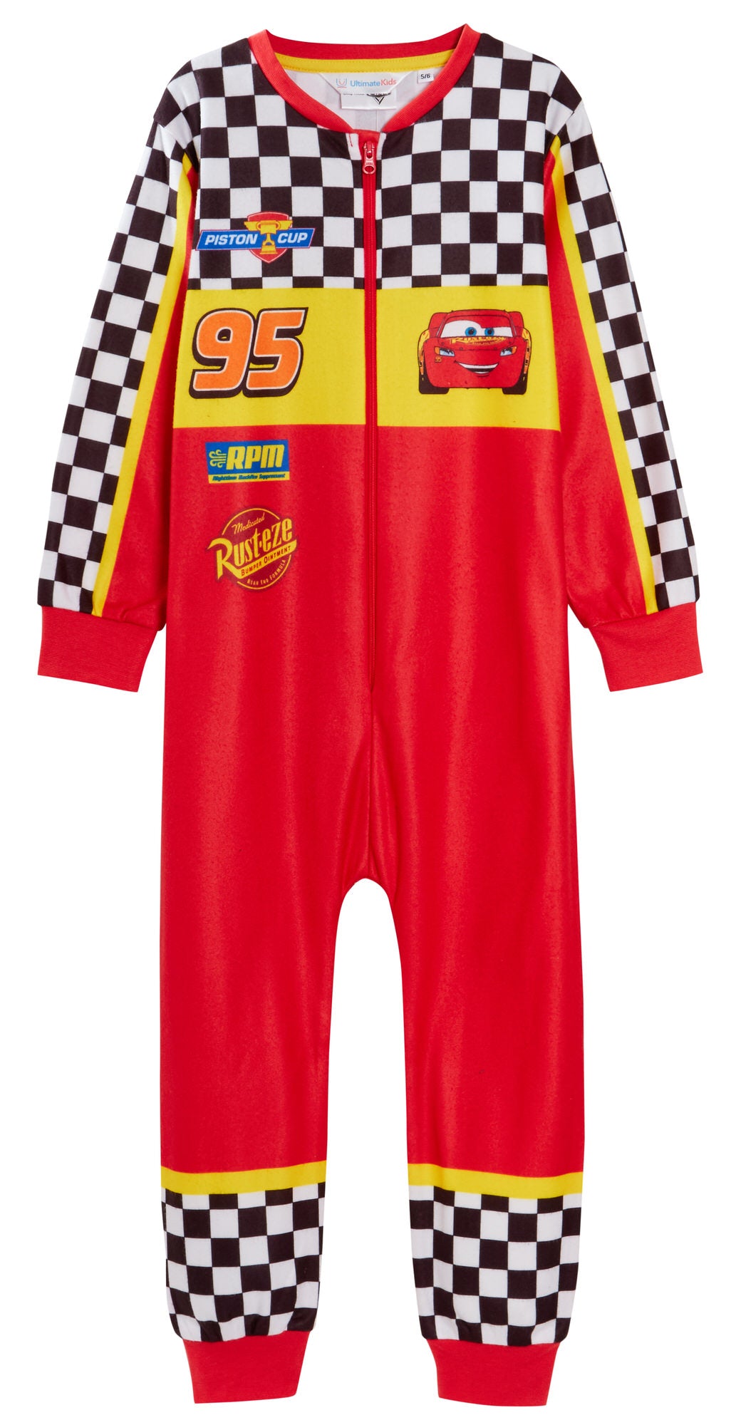 Boys Disney Cars Dress Up All In One Kids Lightning McQueen Fleece Sleepsuit Pjs
