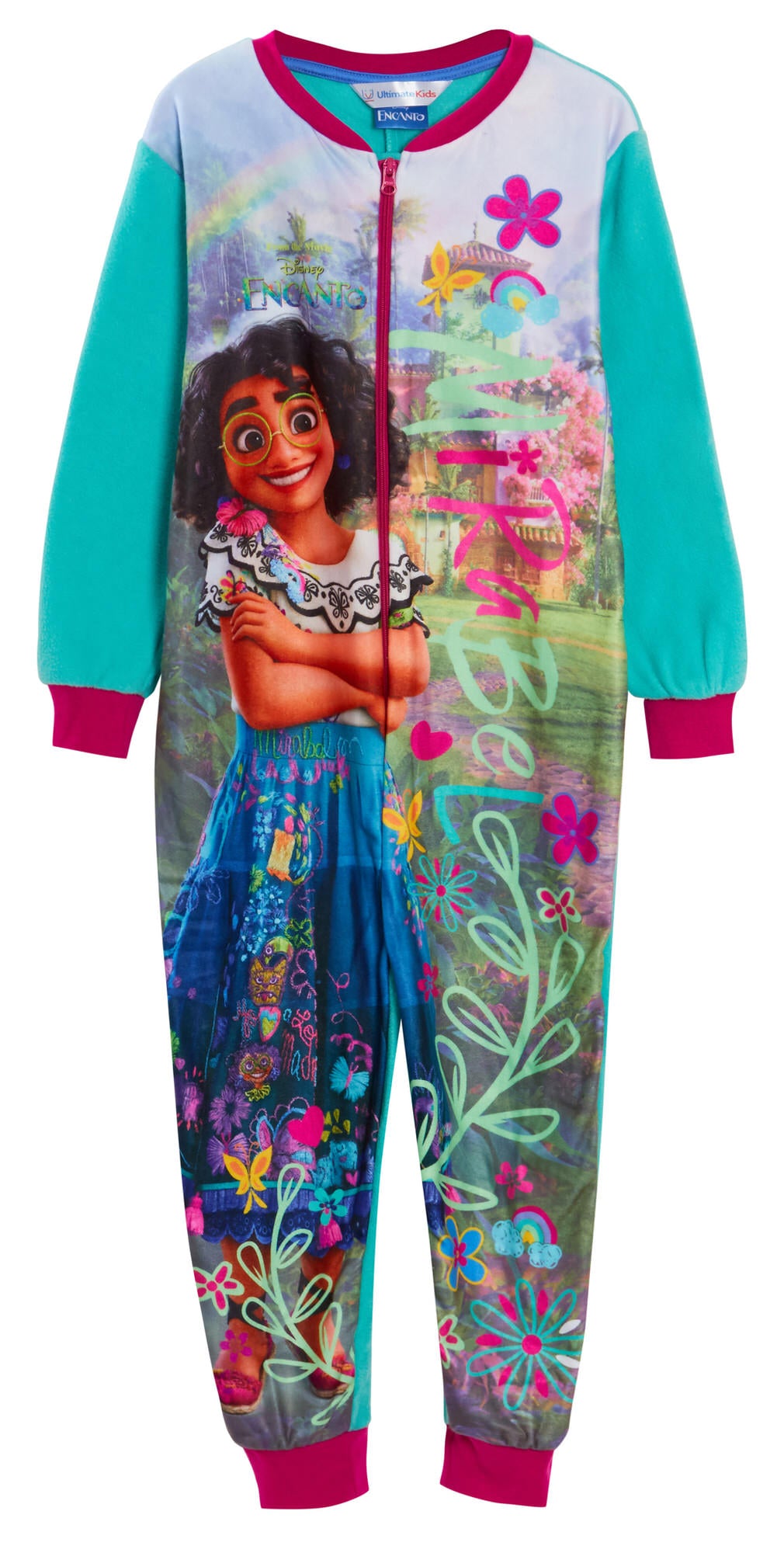 Disney Encanto All In One Girls Mirabel Pyjamas Kids Fleece Pjs Warm Loungewear