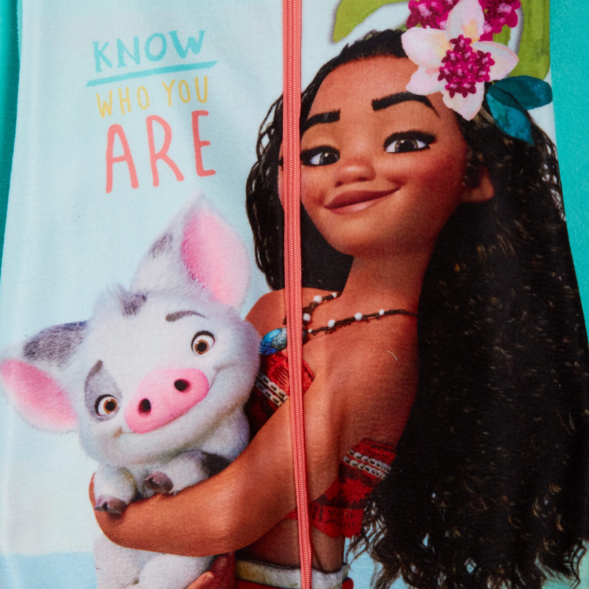 Disney Moana All In One Girls Moana Fleece Pyjamas Kids Warm Zipped Loungewear