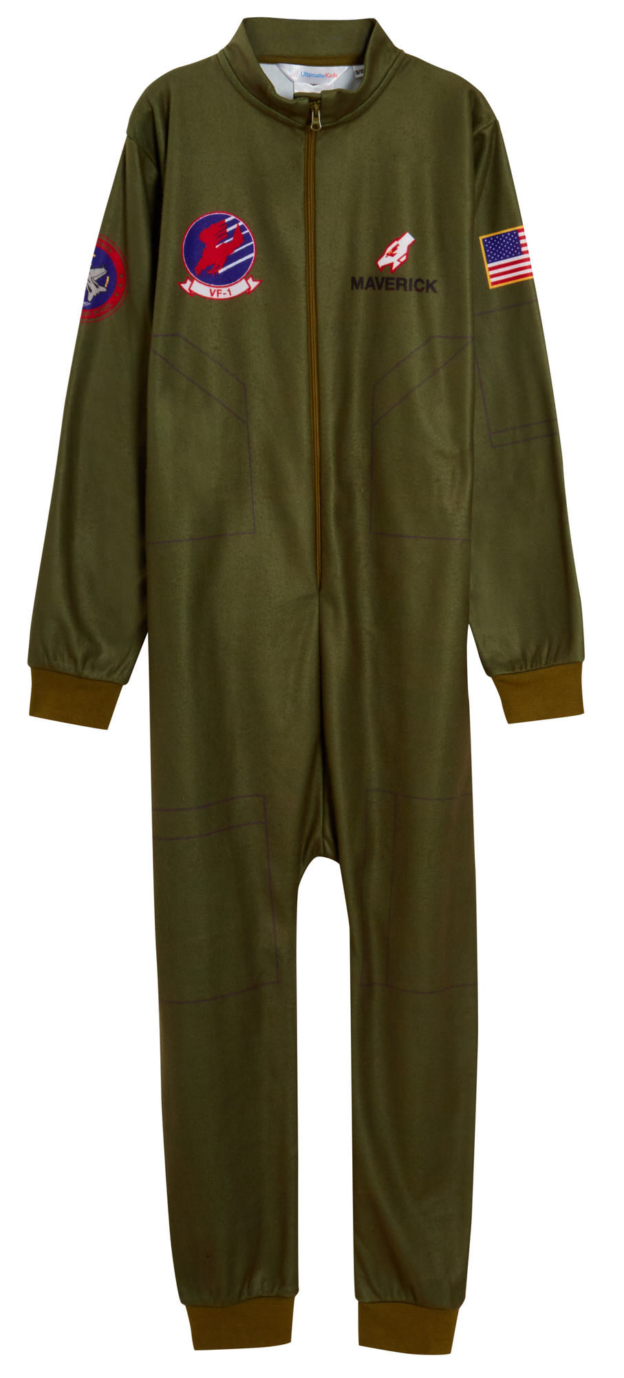 Boys Top Gun Fleece All In One Maverick Pyjamas Kids Flighter Pilot Jumpsuit
