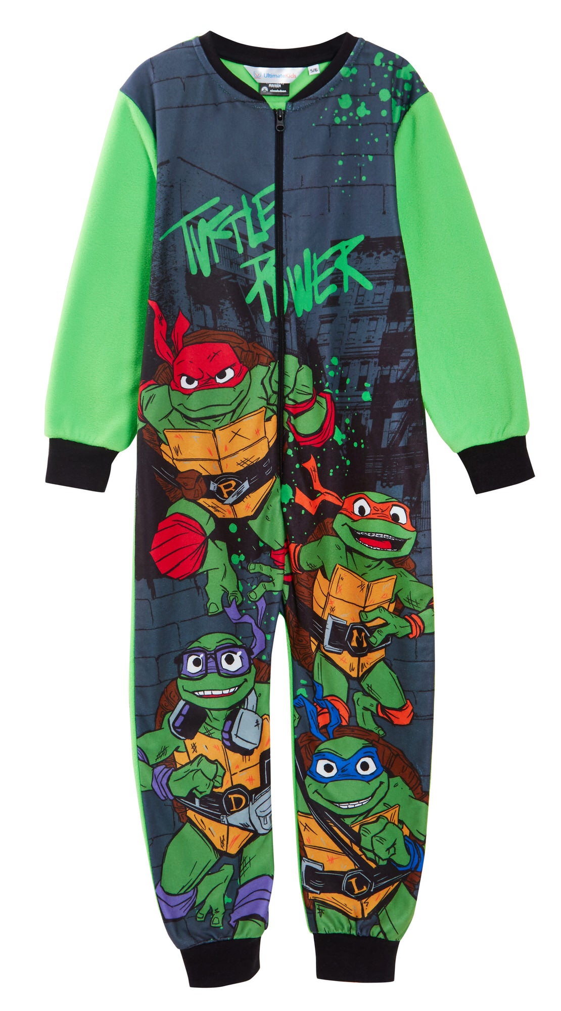 Teenage Mutant Ninja Turtles Fleece All In One Kids TMNT Pyjamas Pjs Nightwear