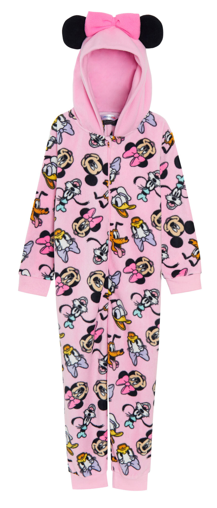 Disney Minnie Mouse Girls All In One Pyjamas Kids Fleece Pjs Dress Up Nightwear