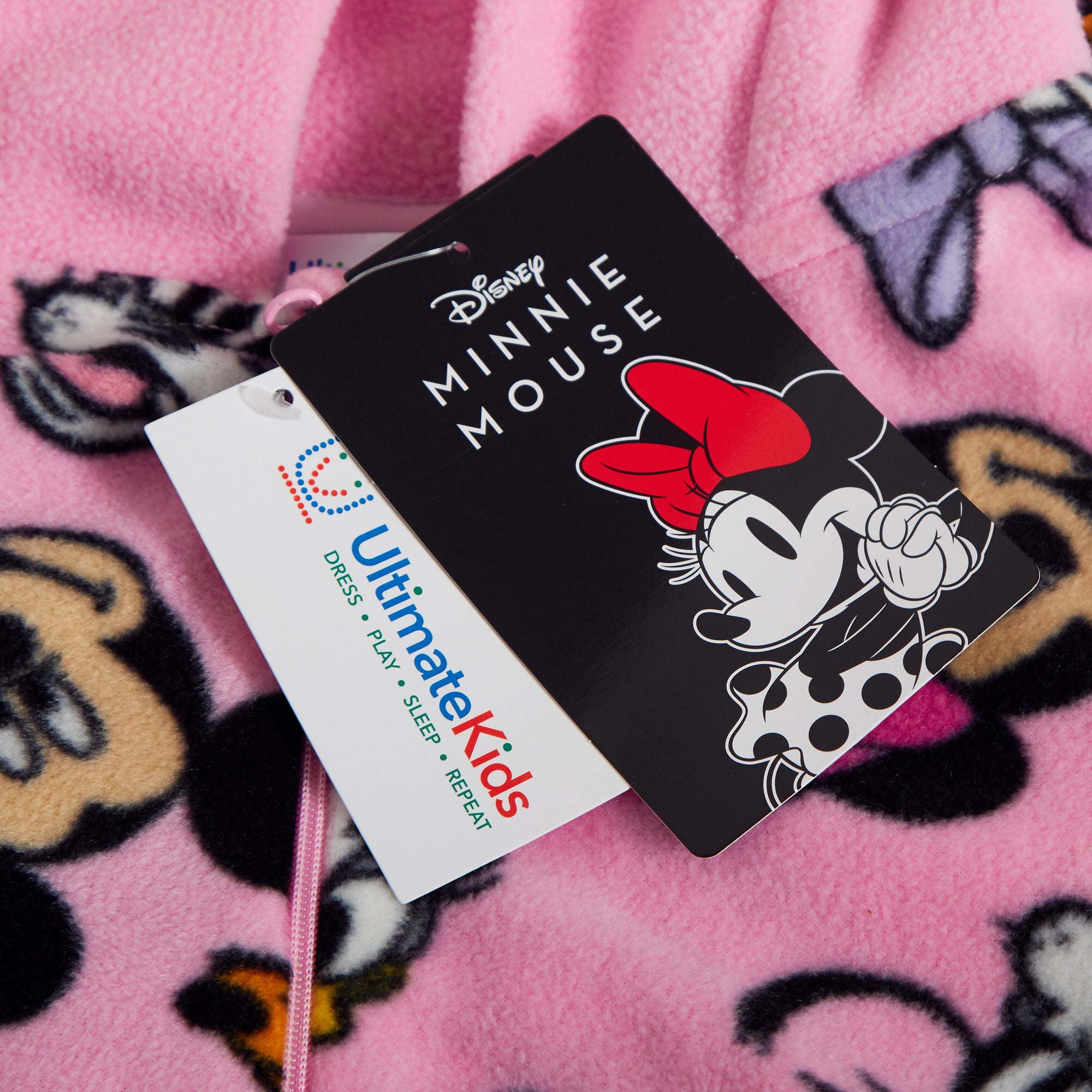 Disney Minnie Mouse Girls All In One Pyjamas Kids Fleece Pjs Dress Up Nightwear