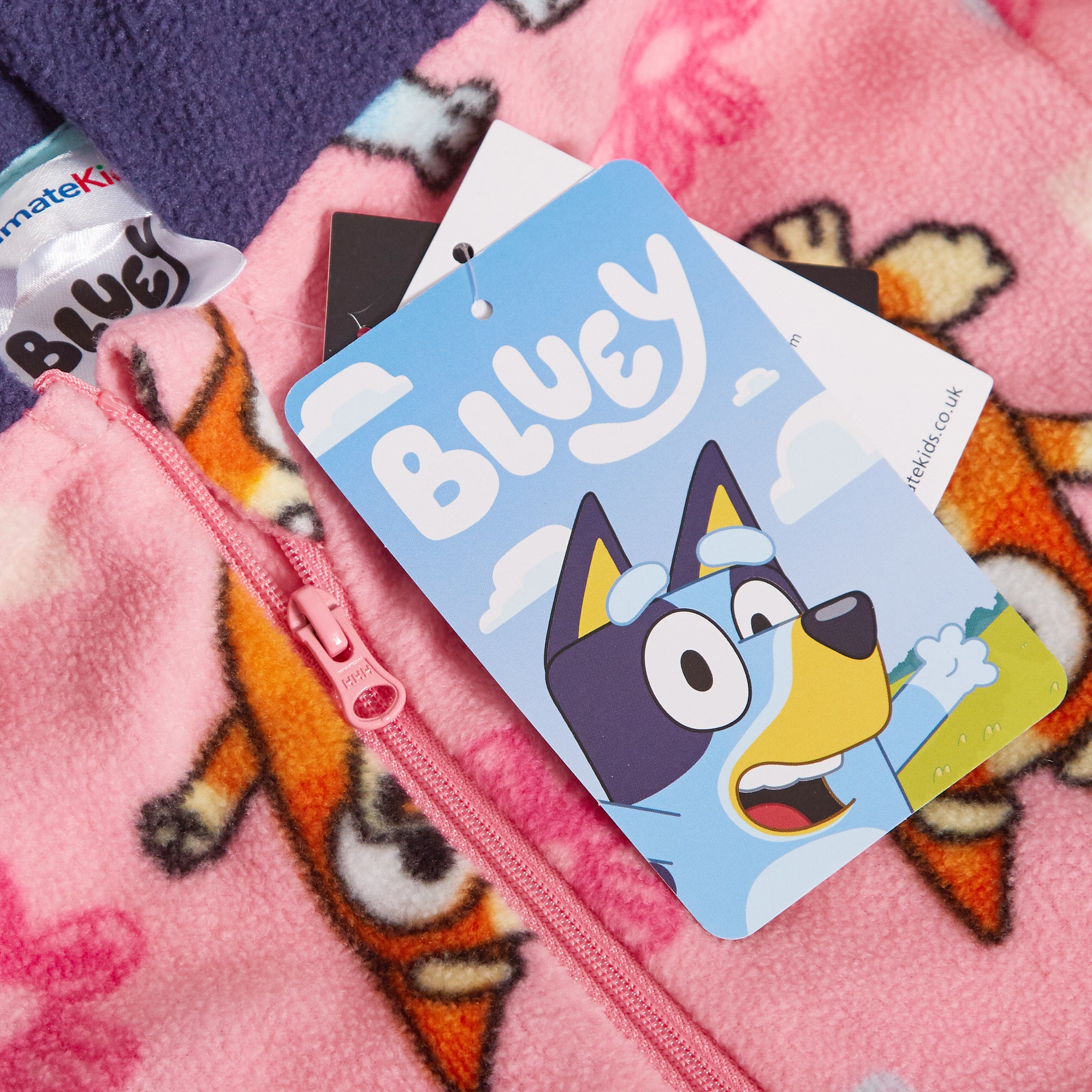 Girls Bluey All In One Dress Up 3D Hood Pyjamas For Kids Fleece Pjs Nightwear