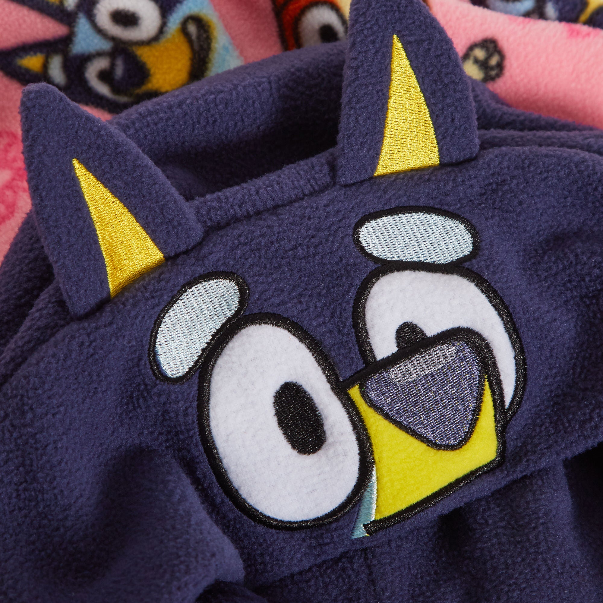 Girls Bluey All In One Dress Up 3D Hood Pyjamas For Kids Fleece Pjs Nightwear