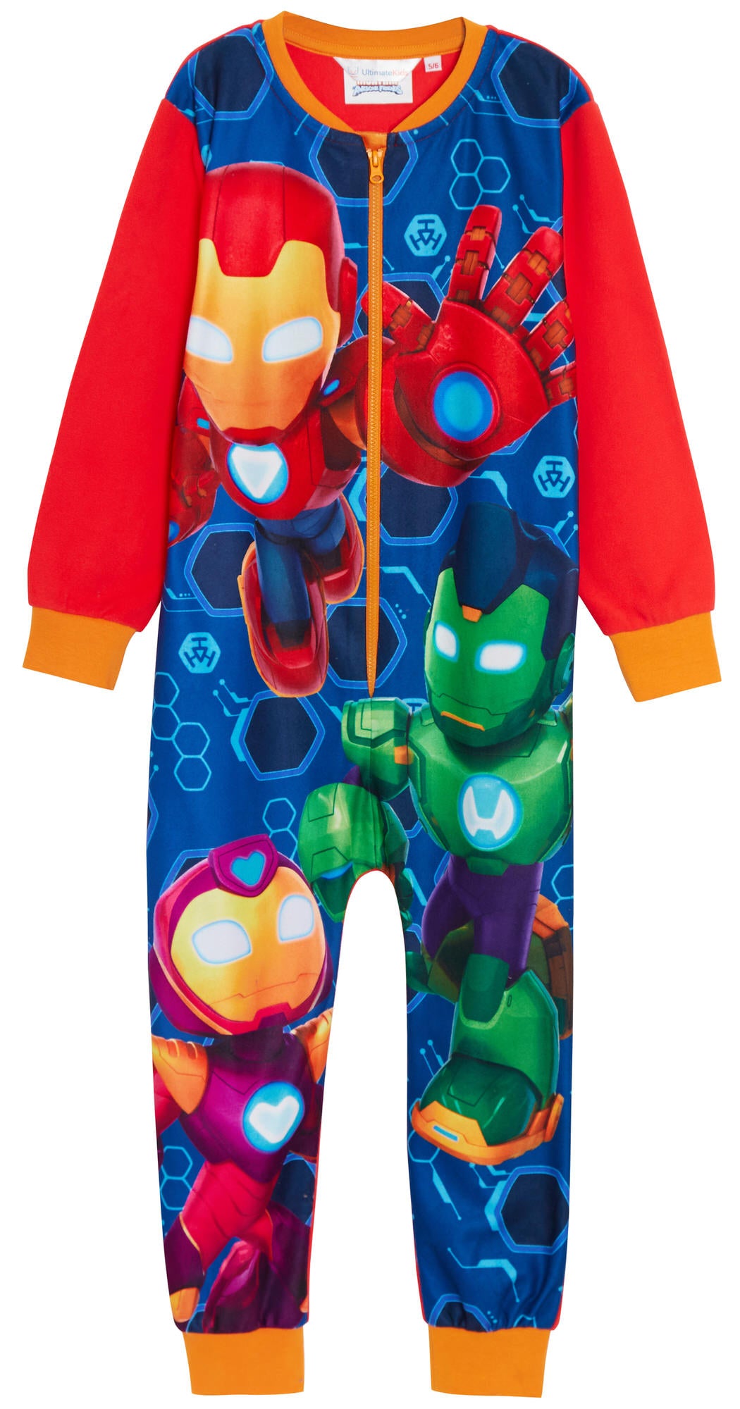 Iron Man and His Awesome Friends Fleece All In One Avengers Sleepsuit Pyjamas PJs