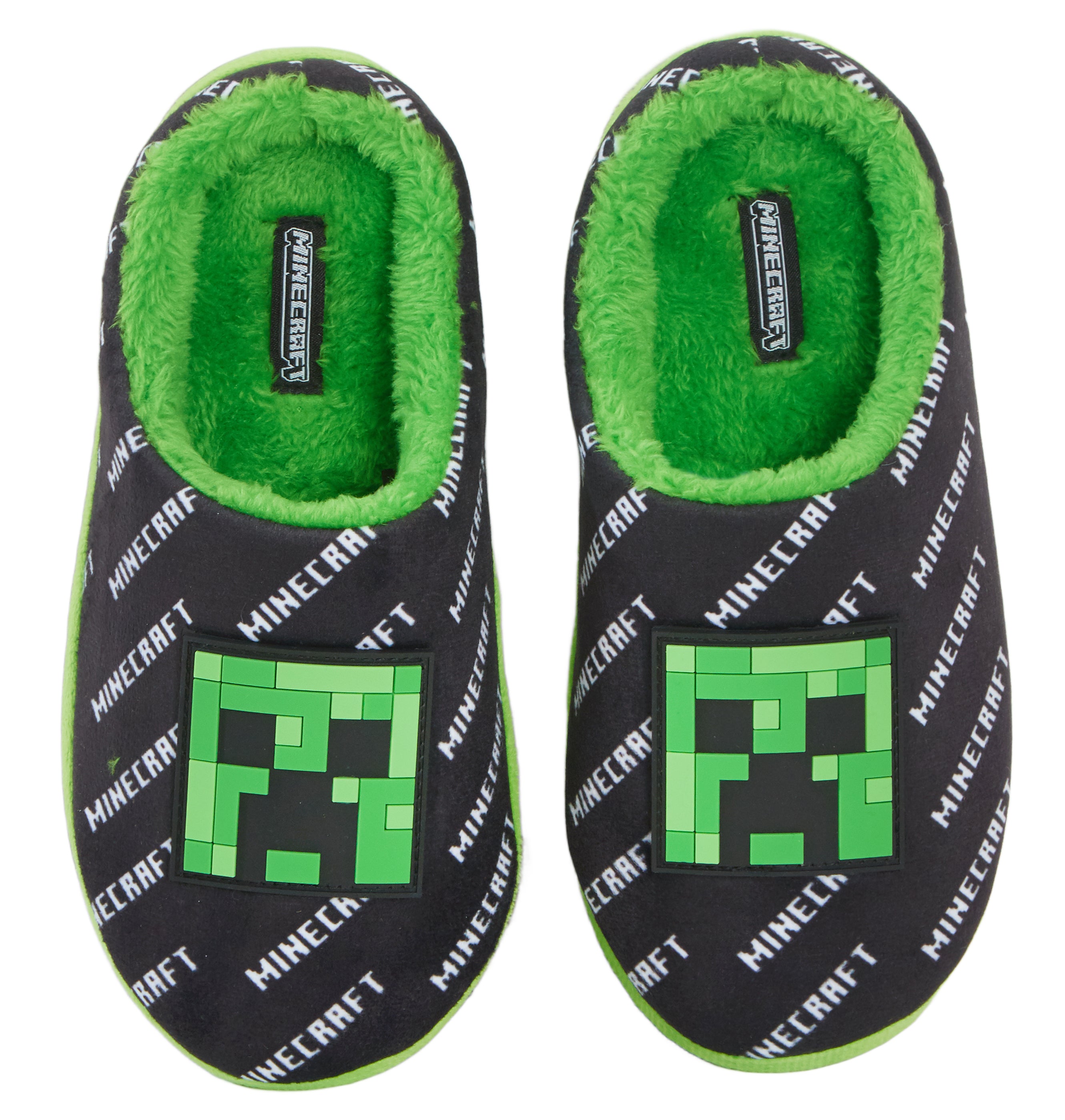 Boys Minecraft Slippers Kids Creeper Gaming Open Back Mules Slip On House Shoes