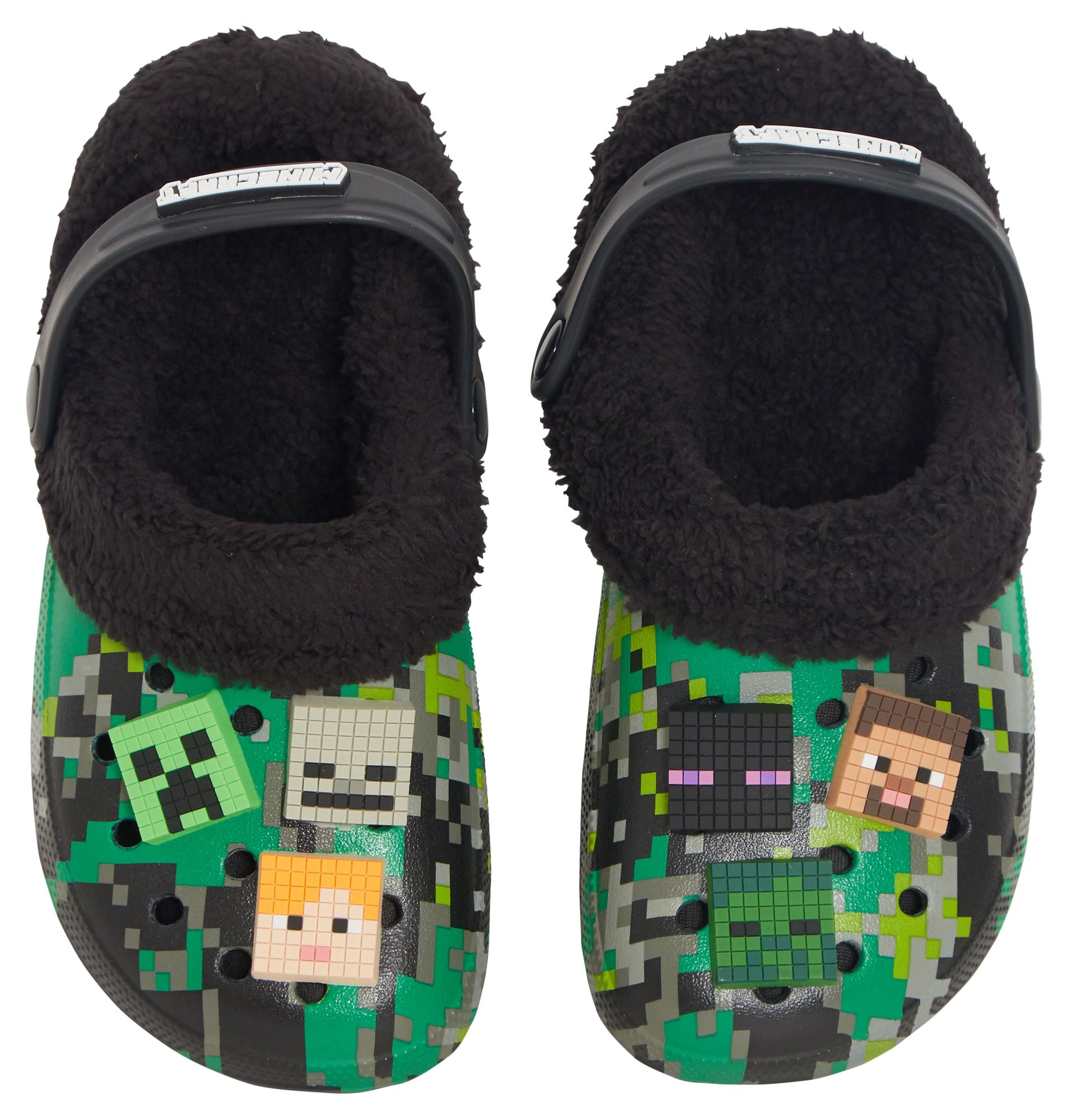 Minecraft Clogs With Removable Fur Fleece Lining + 6 Character Charms All Seasons Minecraft Slippers House Shoes