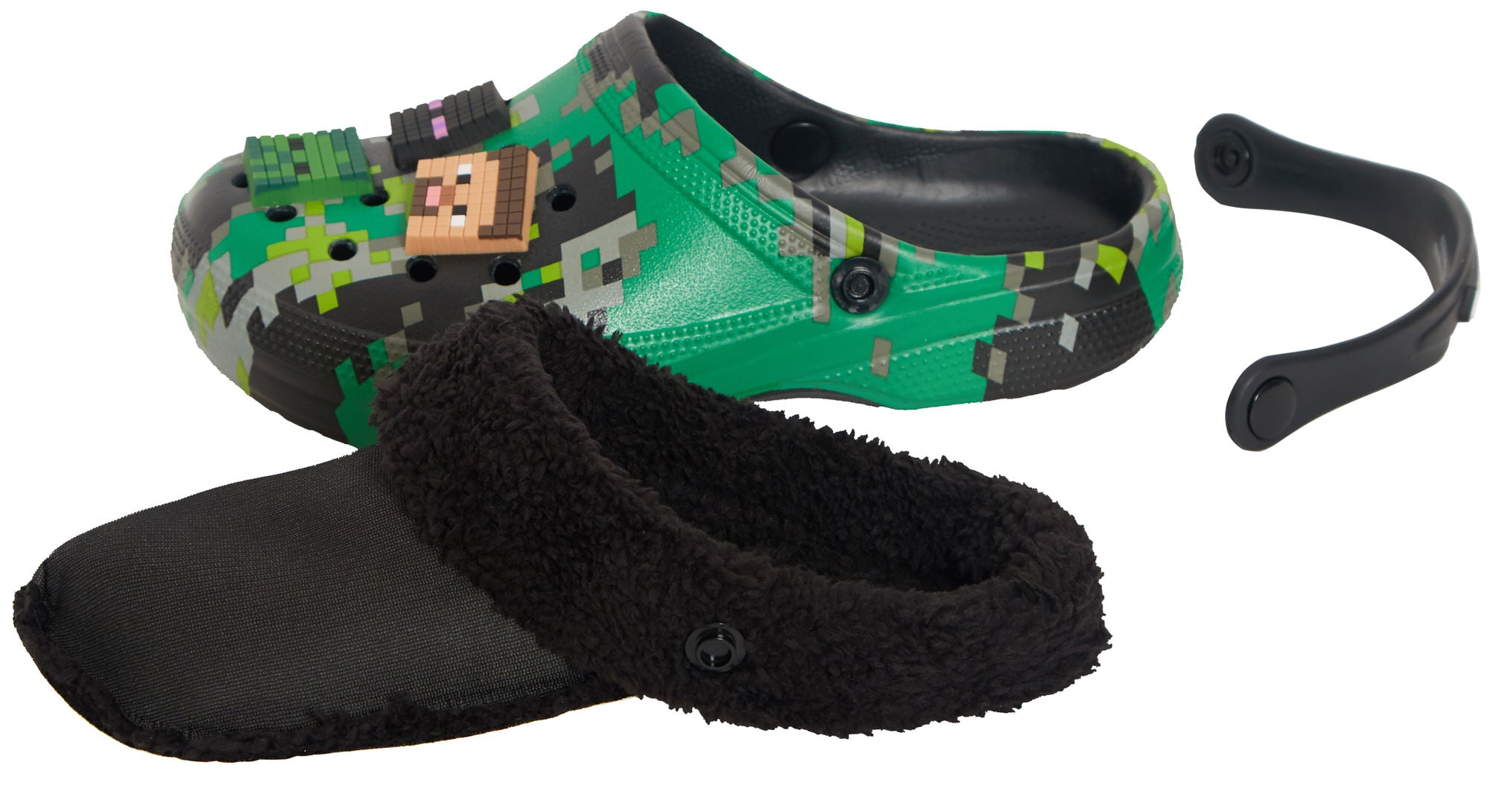 Minecraft Clogs With Removable Fur Fleece Lining + 6 Character Charms All Seasons Minecraft Slippers House Shoes