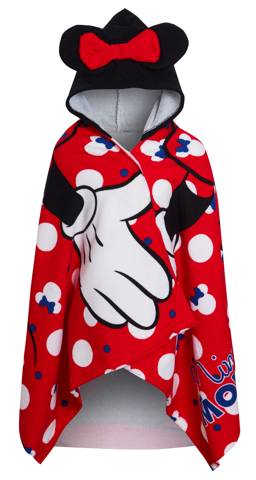 Girls Disney Minnie Mouse Hooded Towel Kids Character Bow Beach Bath Wrap Poncho