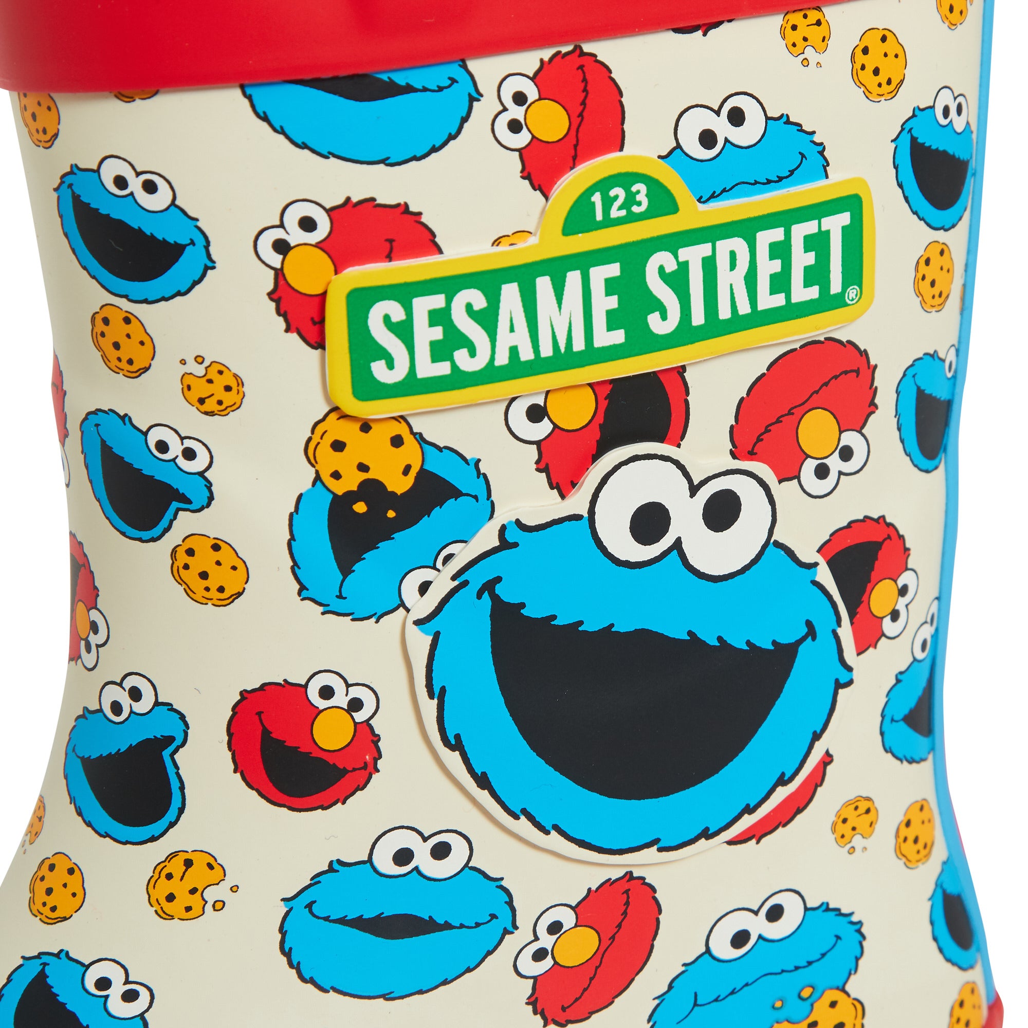 Kids Sesame Street Wellington Boots Pull On Handles Elmo Cookie Monster Wellies