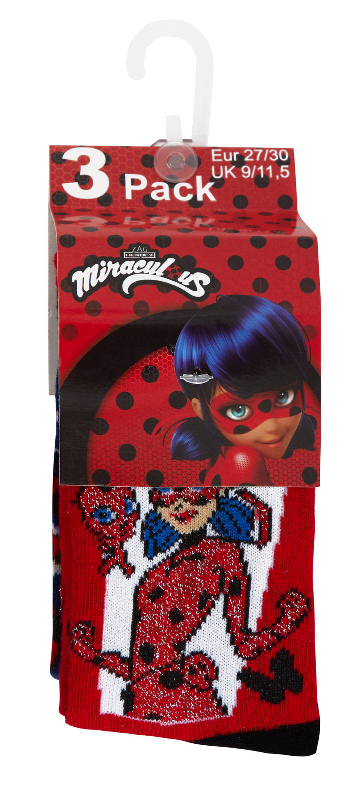 Girls Miraculous Ladybug 3 Pack Socks Girls Character Multipack Ankle Socks Kids