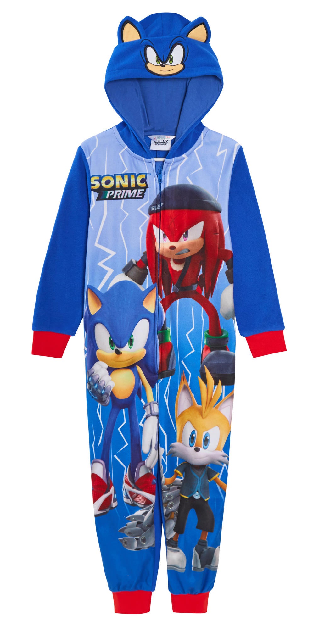 Sonic The Hedgehog Hooded All In One Kids Fleece Dress Up Pyjamas Nightwear