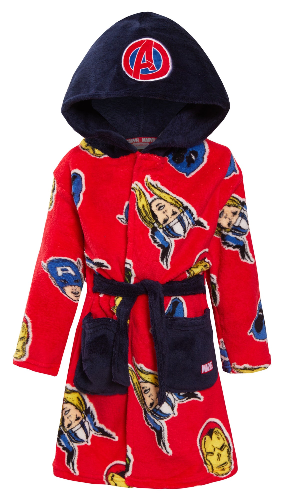 Avengers Dressing Gown For Boys Marvel Super Hero Kids Dress Up Hooded Bath Robe
