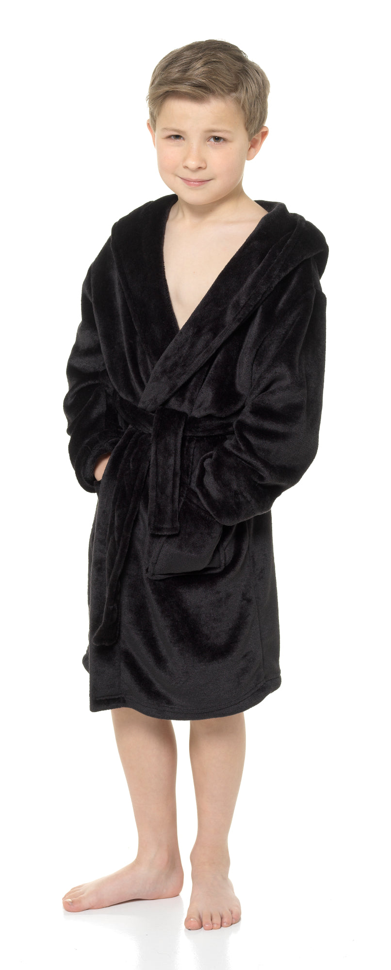 Boys Dressing Gown Kids Fleece Hooded Robe Childrens Bathrobe Teens Housecoat