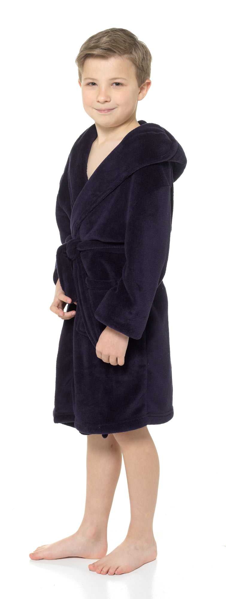 Boys Dressing Gown Kids Fleece Hooded Robe Childrens Bathrobe Teens Housecoat