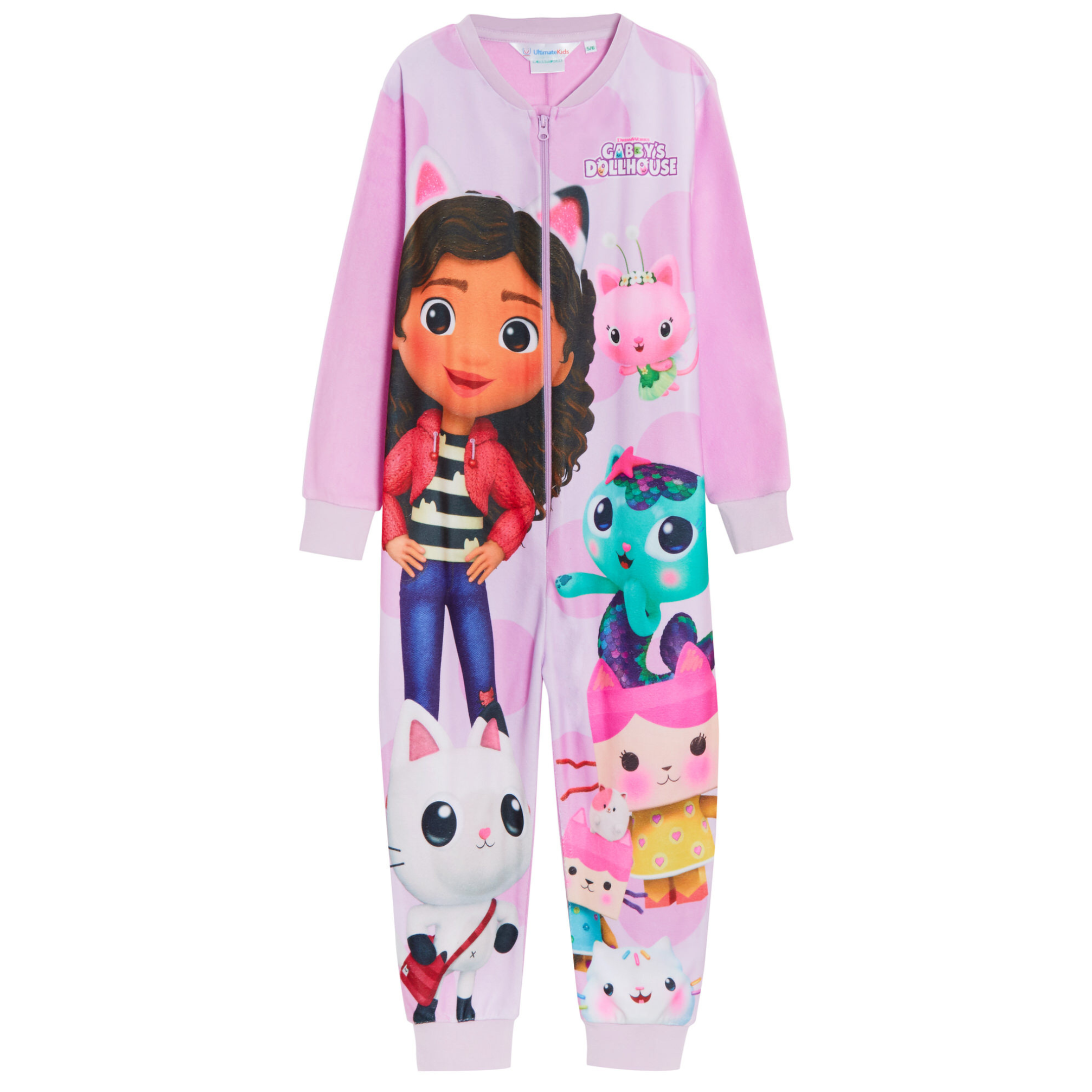 Gabby's Dollhouse Onesie All In One Girls Gabby Pyjamas Kids Fleece Pjs Warm Loungewear